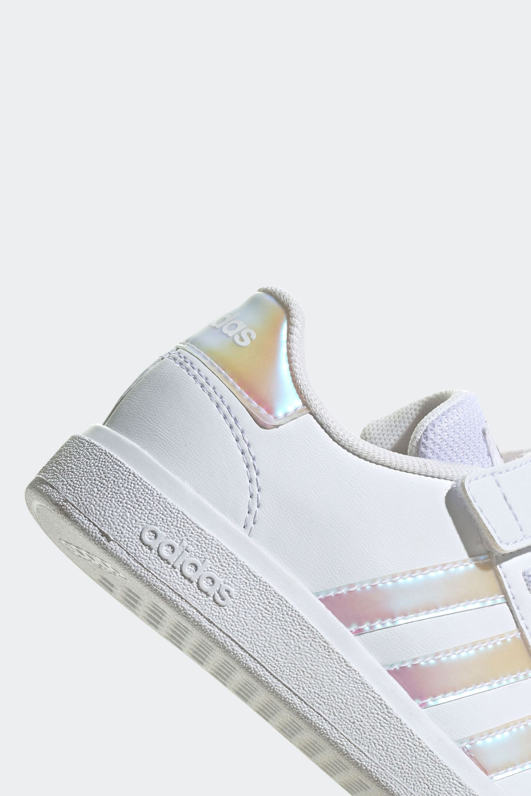 White/Silver adidas Sportswear Grand Court Elastic Lace And Top Strap Trainers