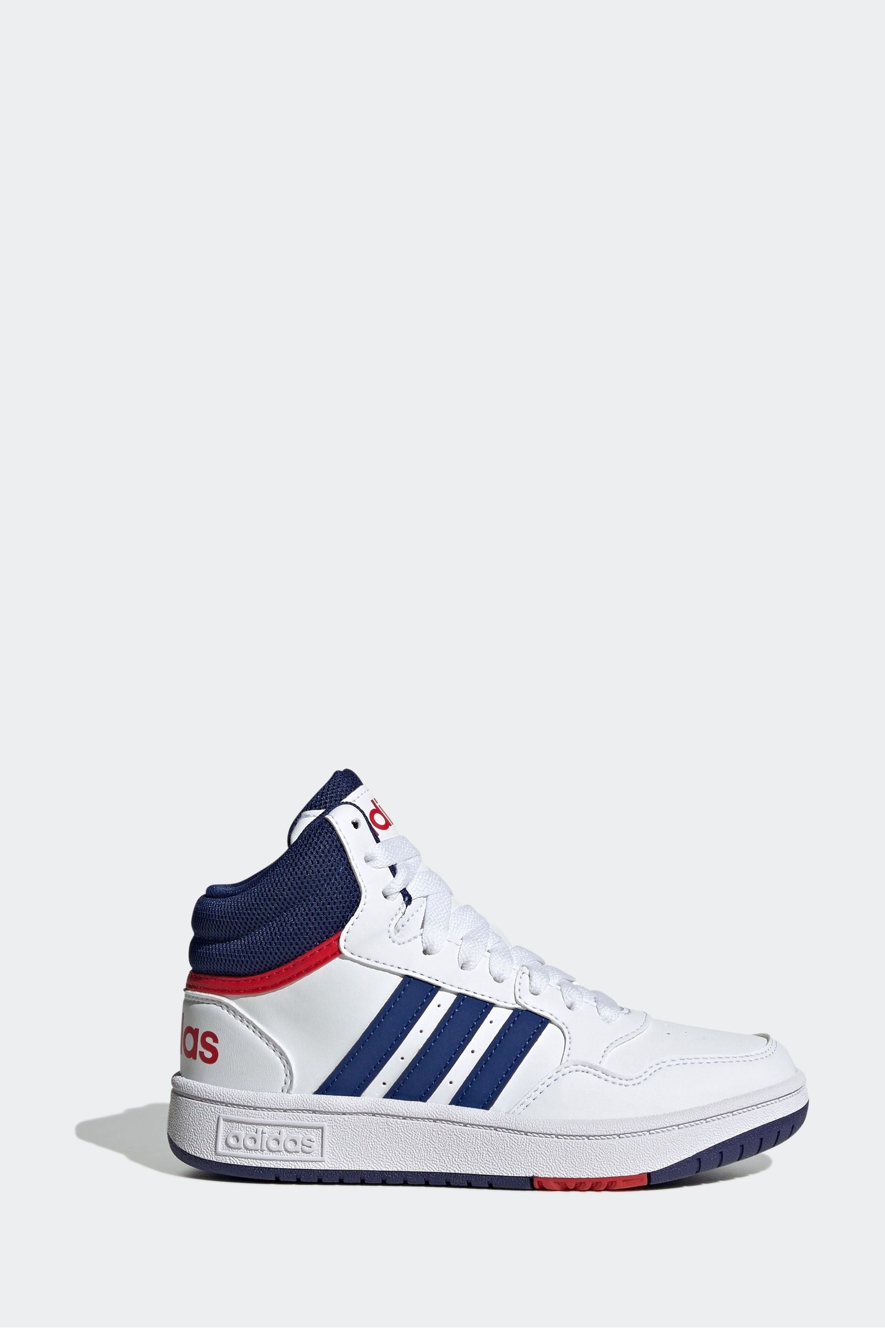 White/Blue adidas Hoops Mid Shoes