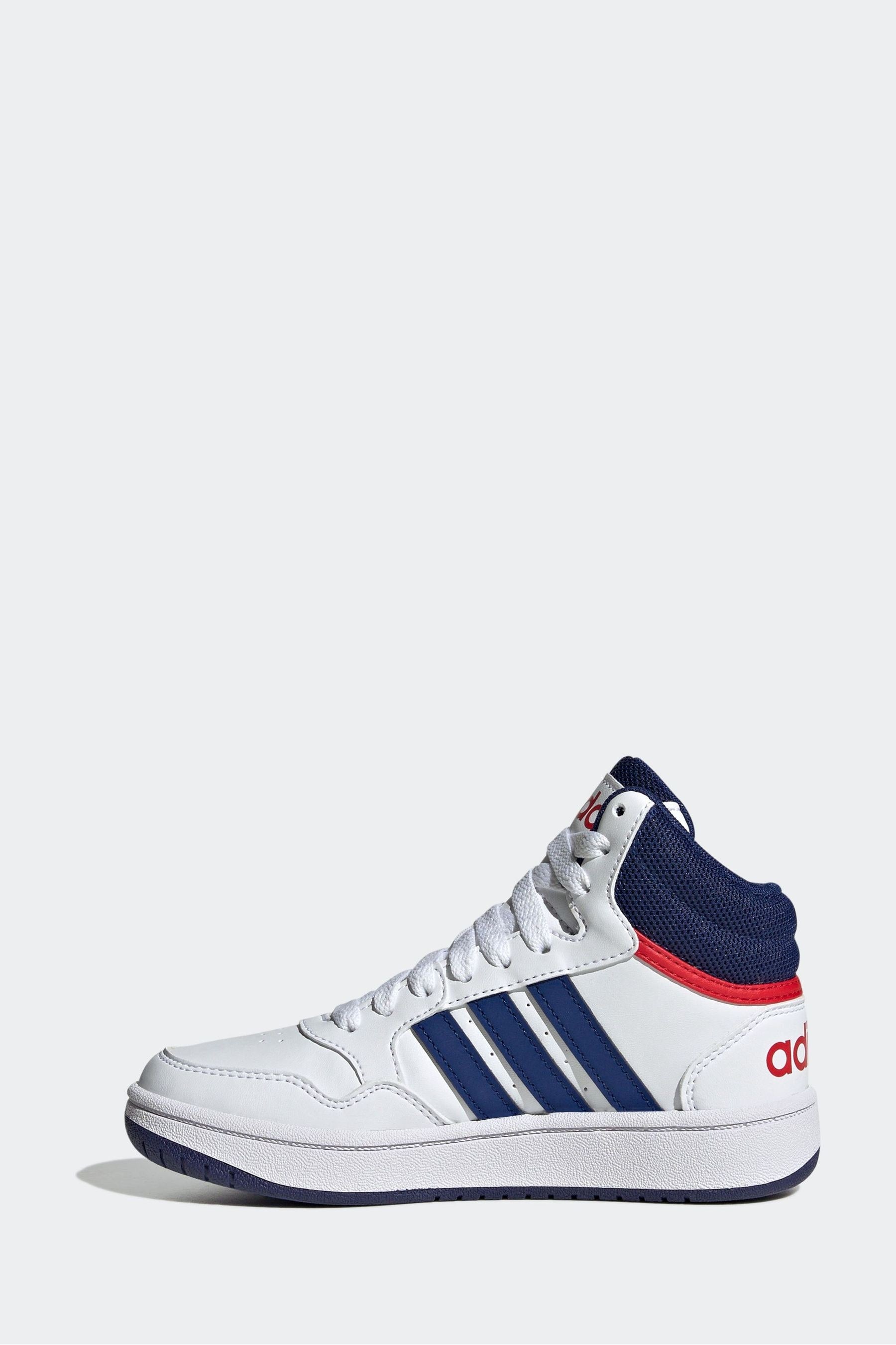 White/Blue adidas Hoops Mid Shoes