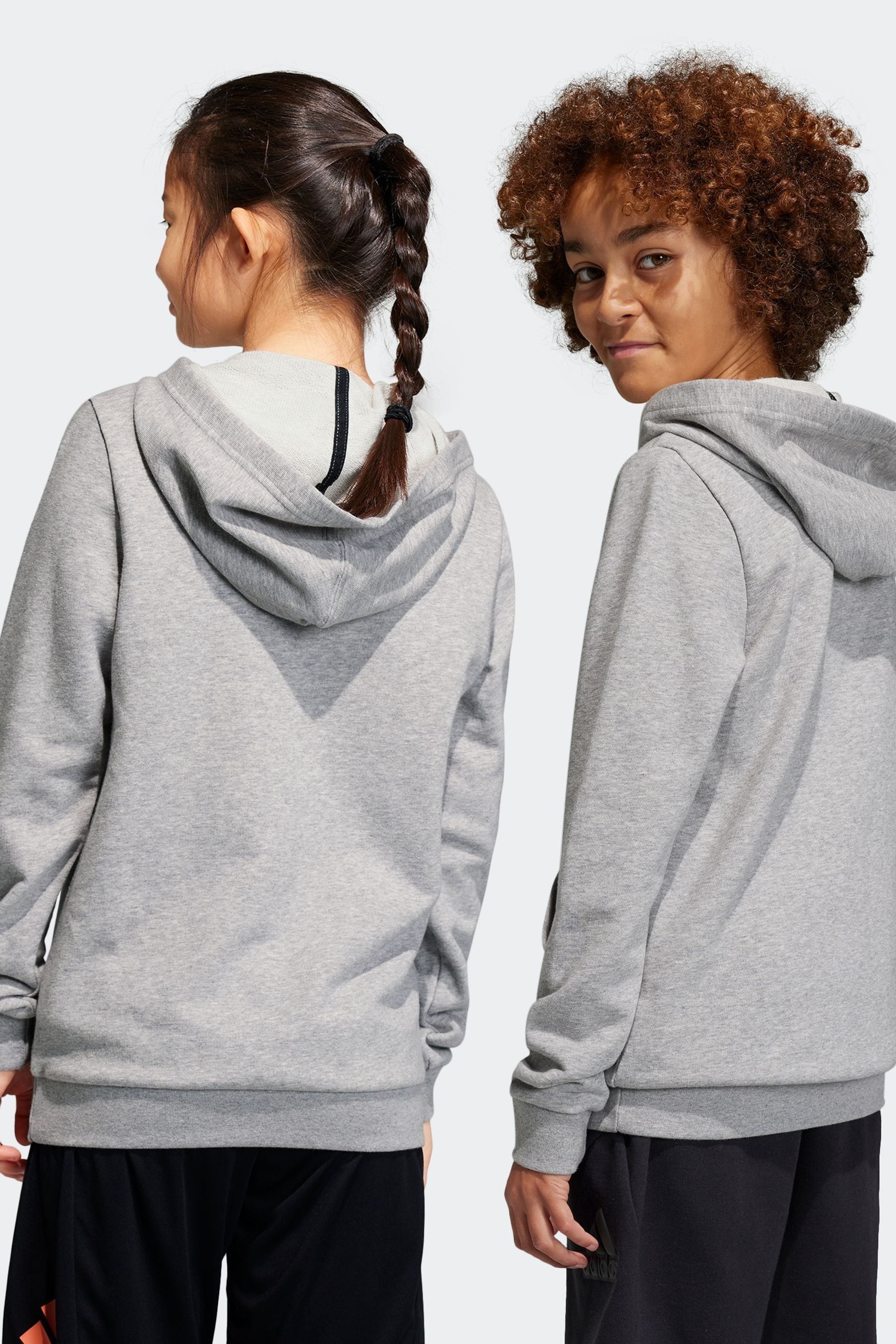 adidas Grey Sportswear Essentials Two Colored Big Logo Cotton Hoodie