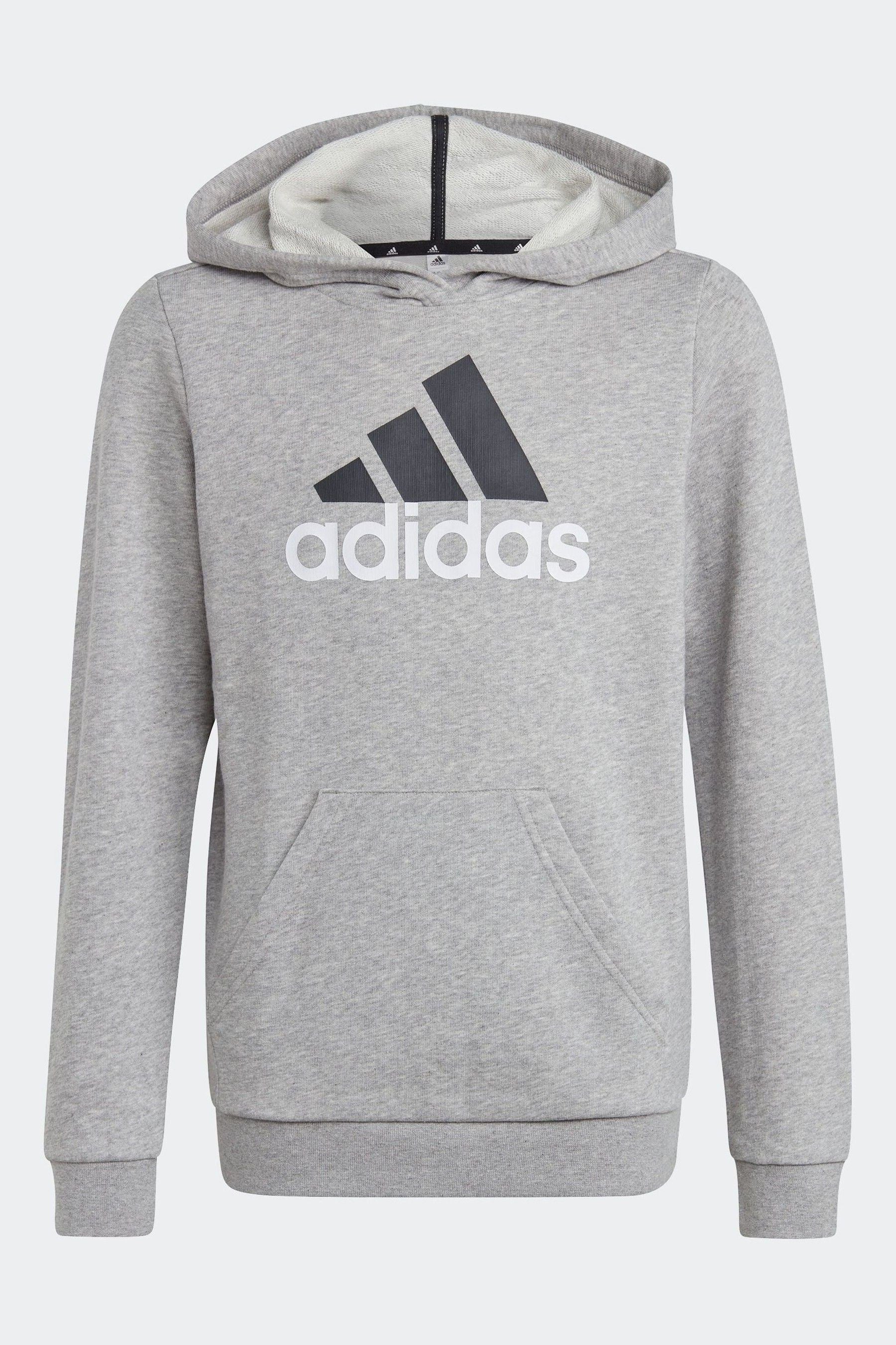 adidas Grey Sportswear Essentials Two Colored Big Logo Cotton Hoodie