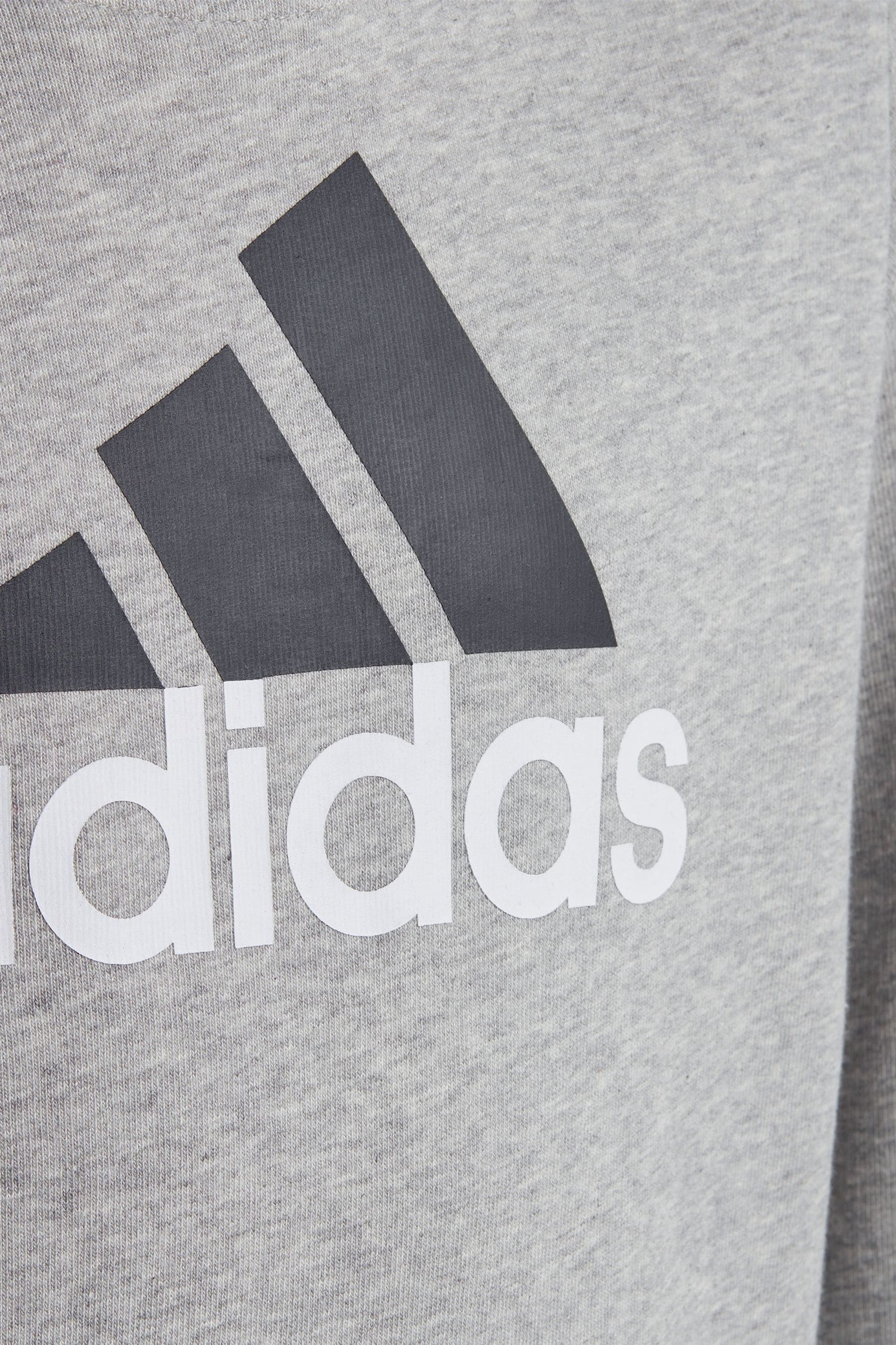 adidas Grey Sportswear Essentials Two Colored Big Logo Cotton Hoodie