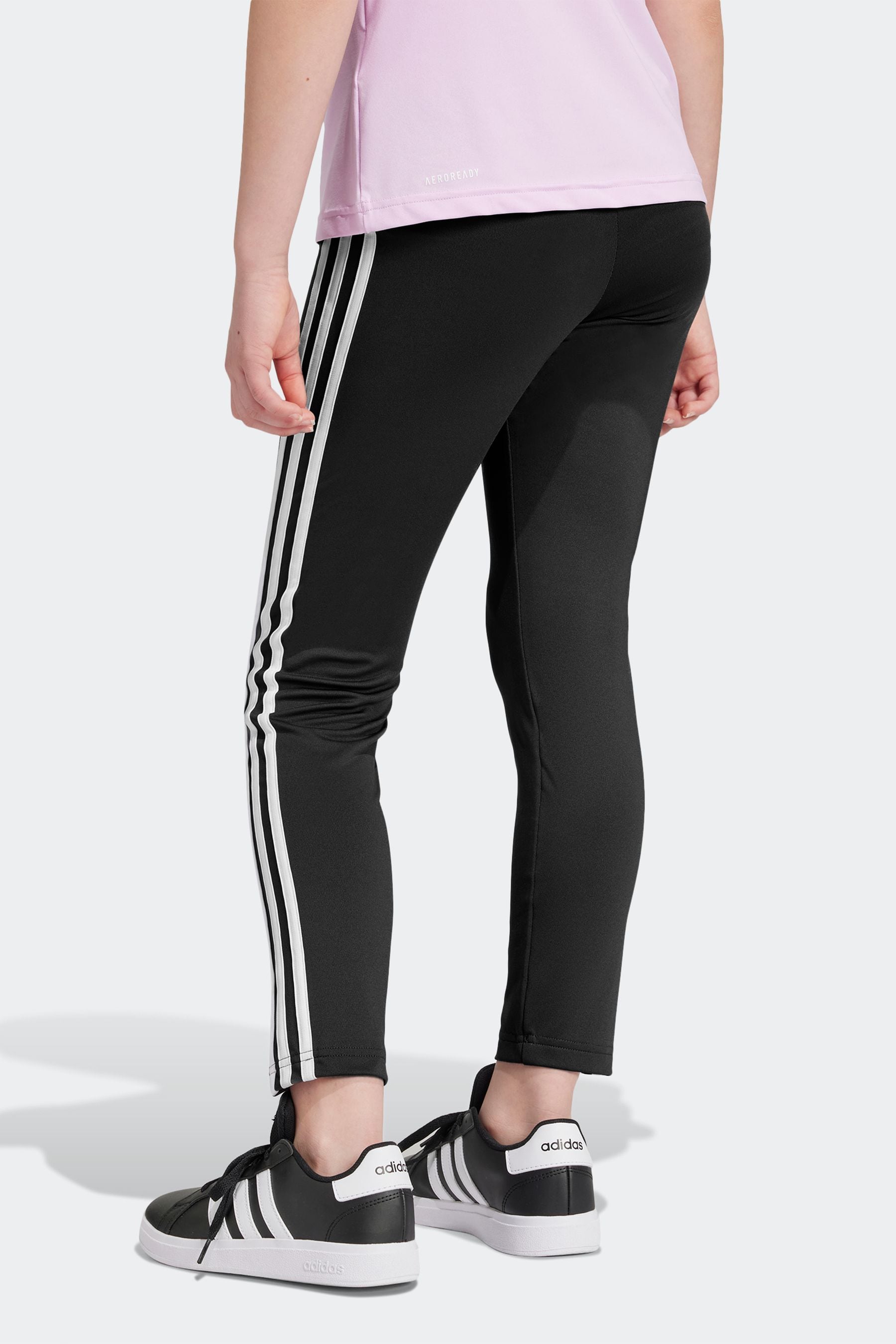 adidas Black Sportswear Essentials Aeroready 3-Stripes High Waisted Leggings