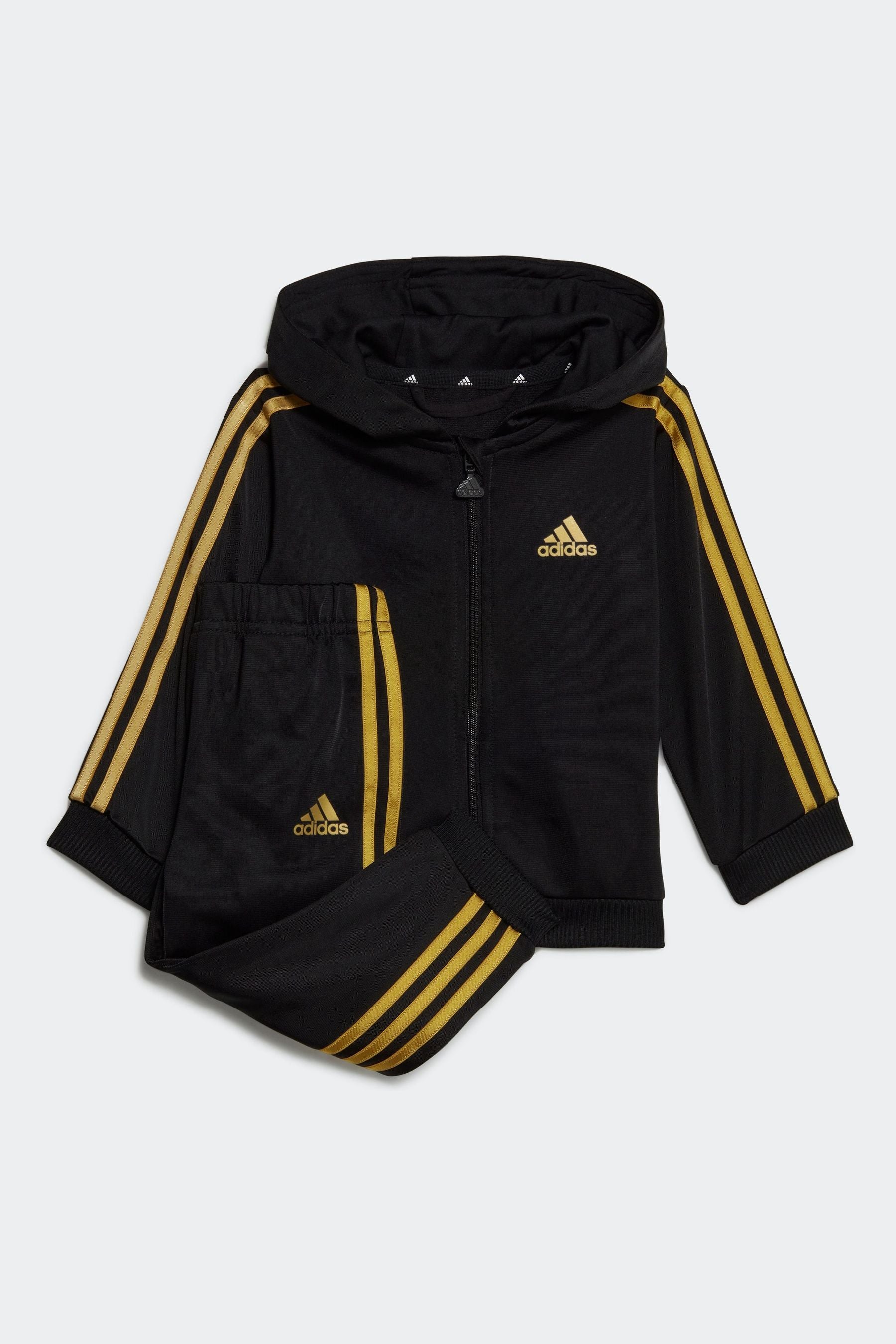 Black adidas Sportswear Essentials Shiny Hooded Tracksuit