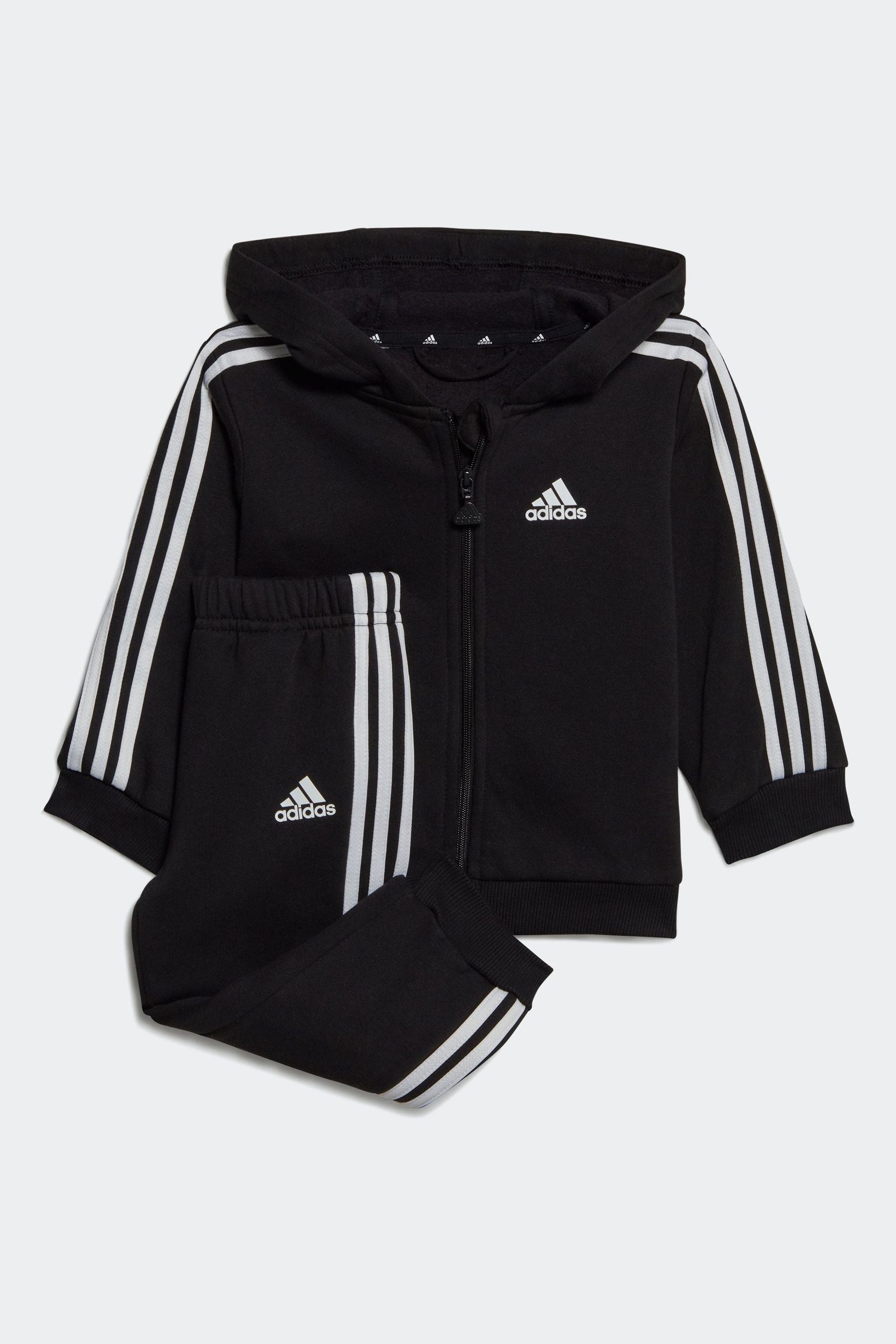 Black adidas Essentials Full-Zip Hooded Jogger Set