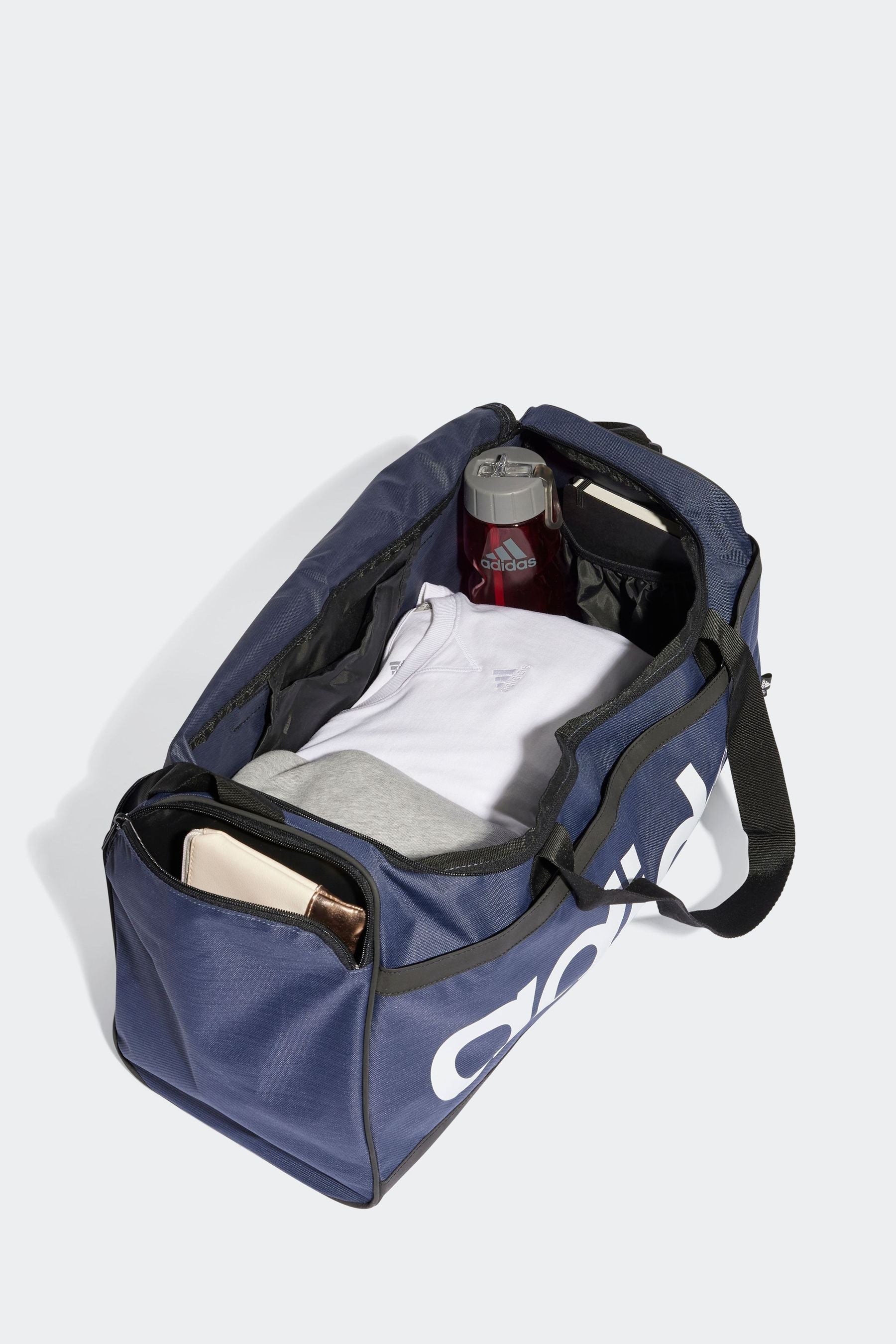 adidas Blue Medium Essentials Linear Duffel Bag