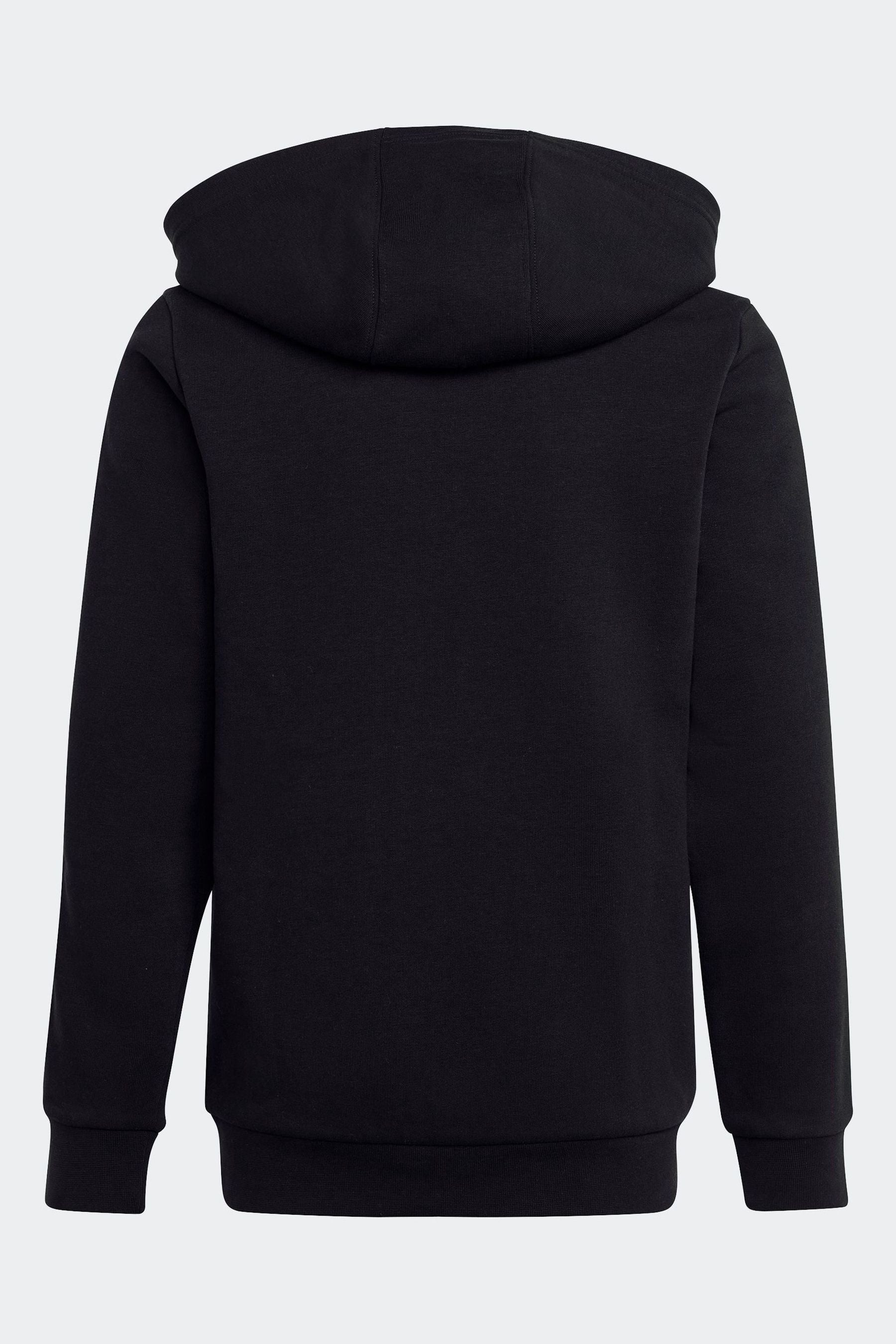 adidas Black 100% Cotton Essentials 3 Stripes Full Zip Hoodie