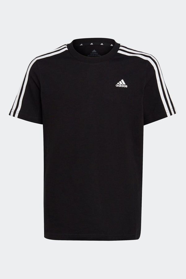 adidas Black Essentials 3 Stripes 100% Cotton T-Shirt