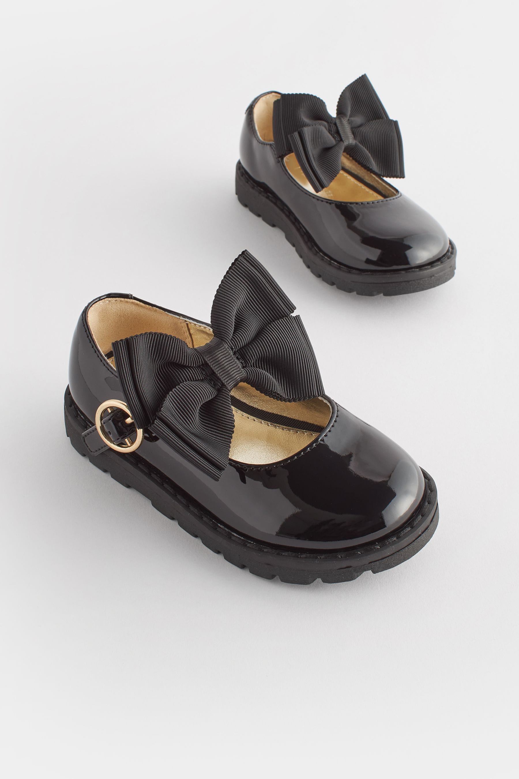 Black Standard Fit (F) Chunky Bow Mary Jane School Shoes