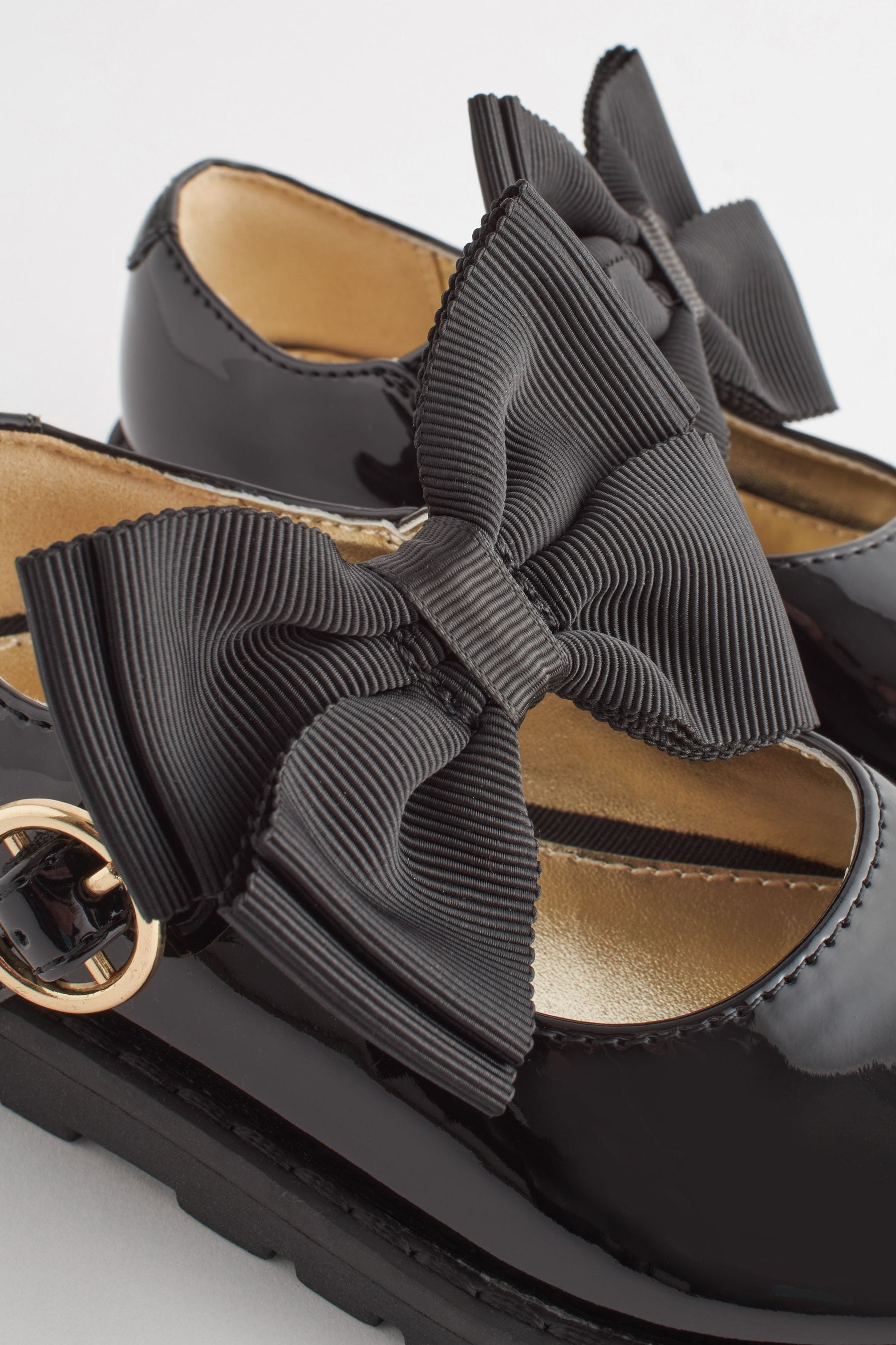 Black Standard Fit (F) Chunky Bow Mary Jane School Shoes