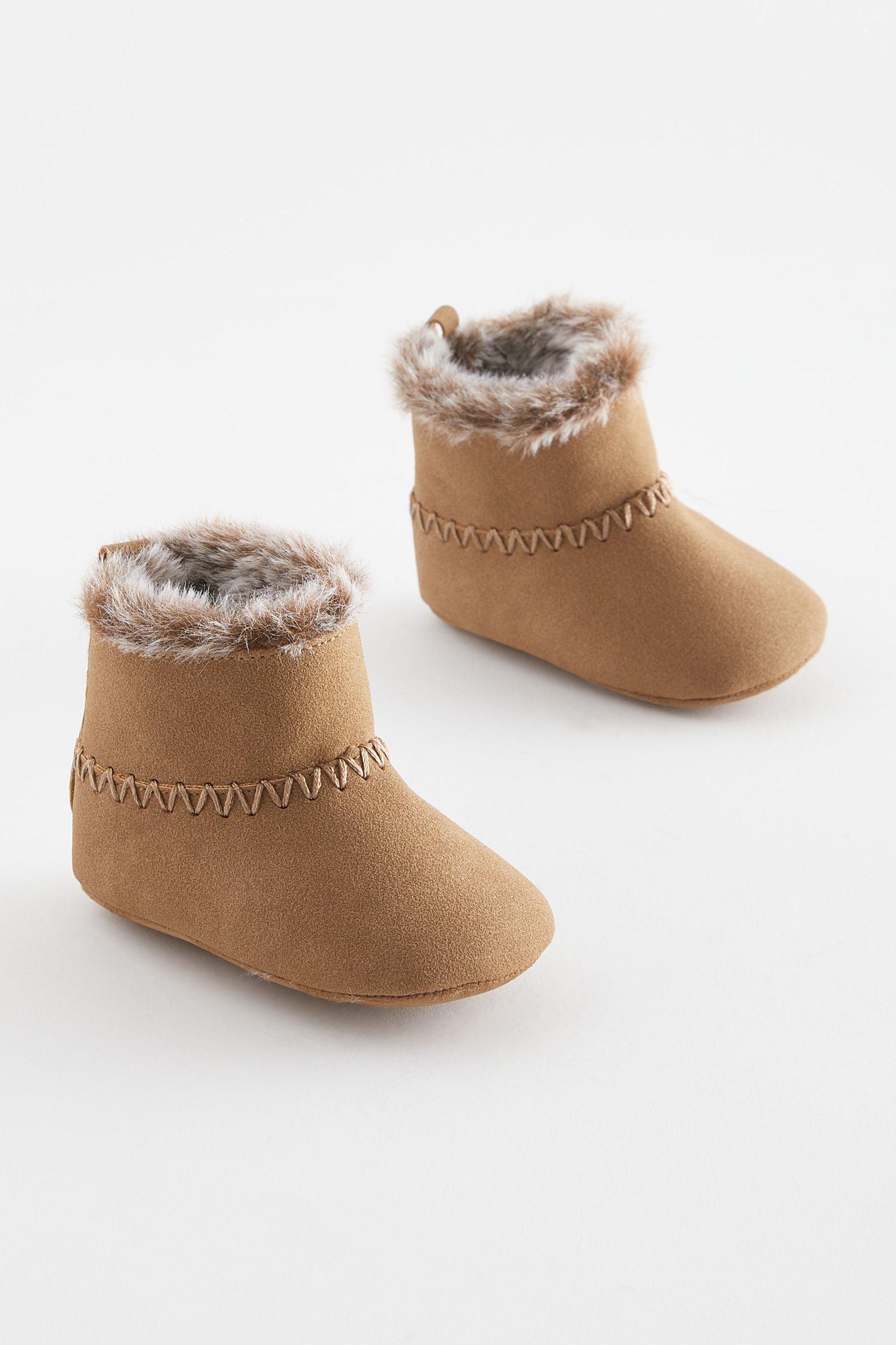 Tan Brown Cosy Pull On Baby Boots (0-24mths)