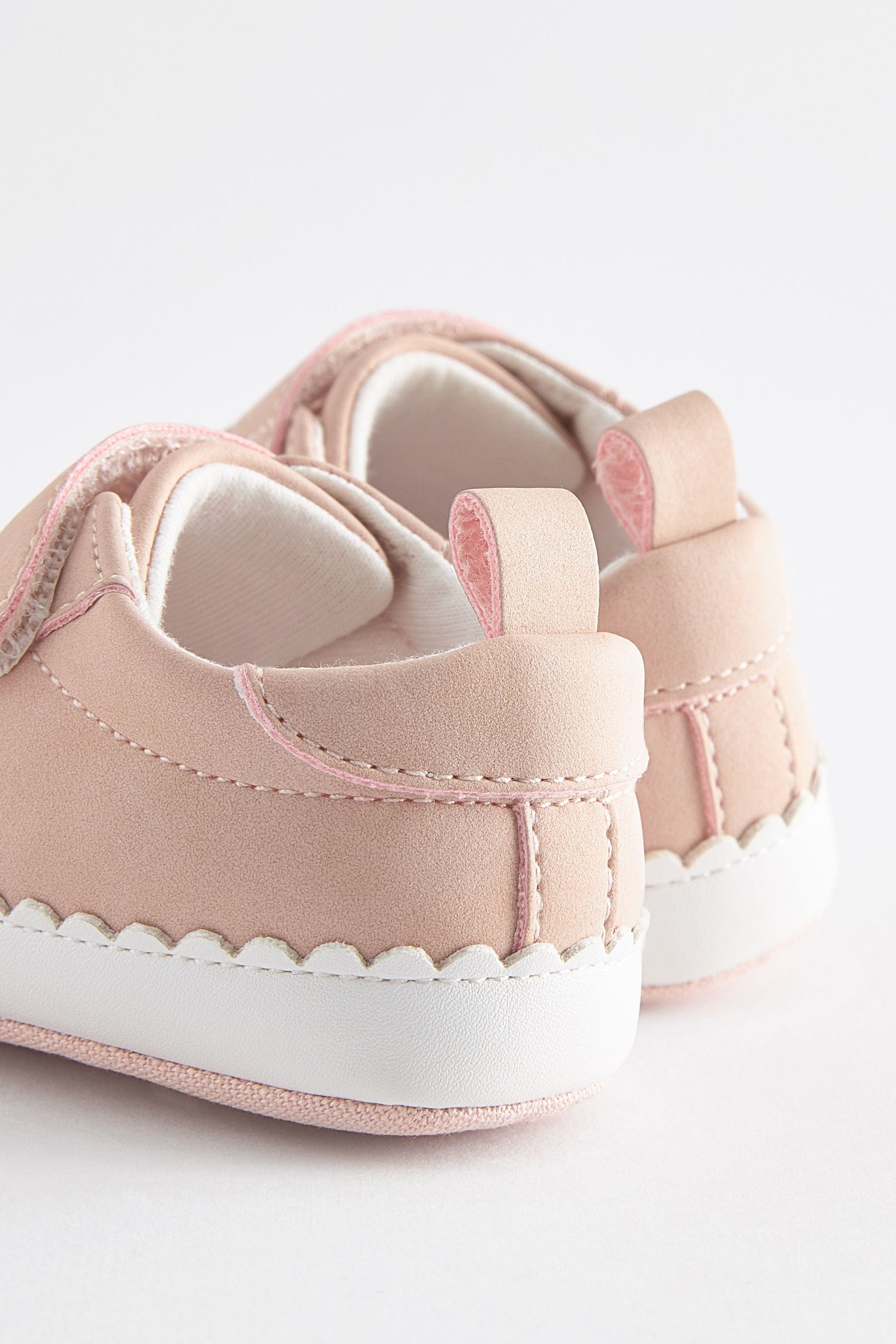 Pink Scallop Two Strap Baby Trainers (0-24mths)