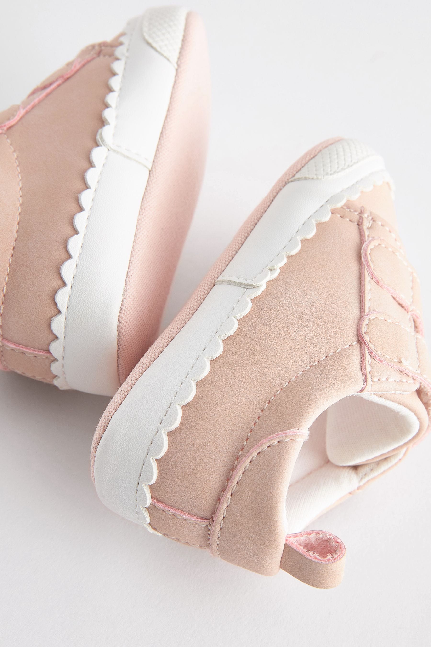 Pink Scallop Two Strap Baby Trainers (0-24mths)