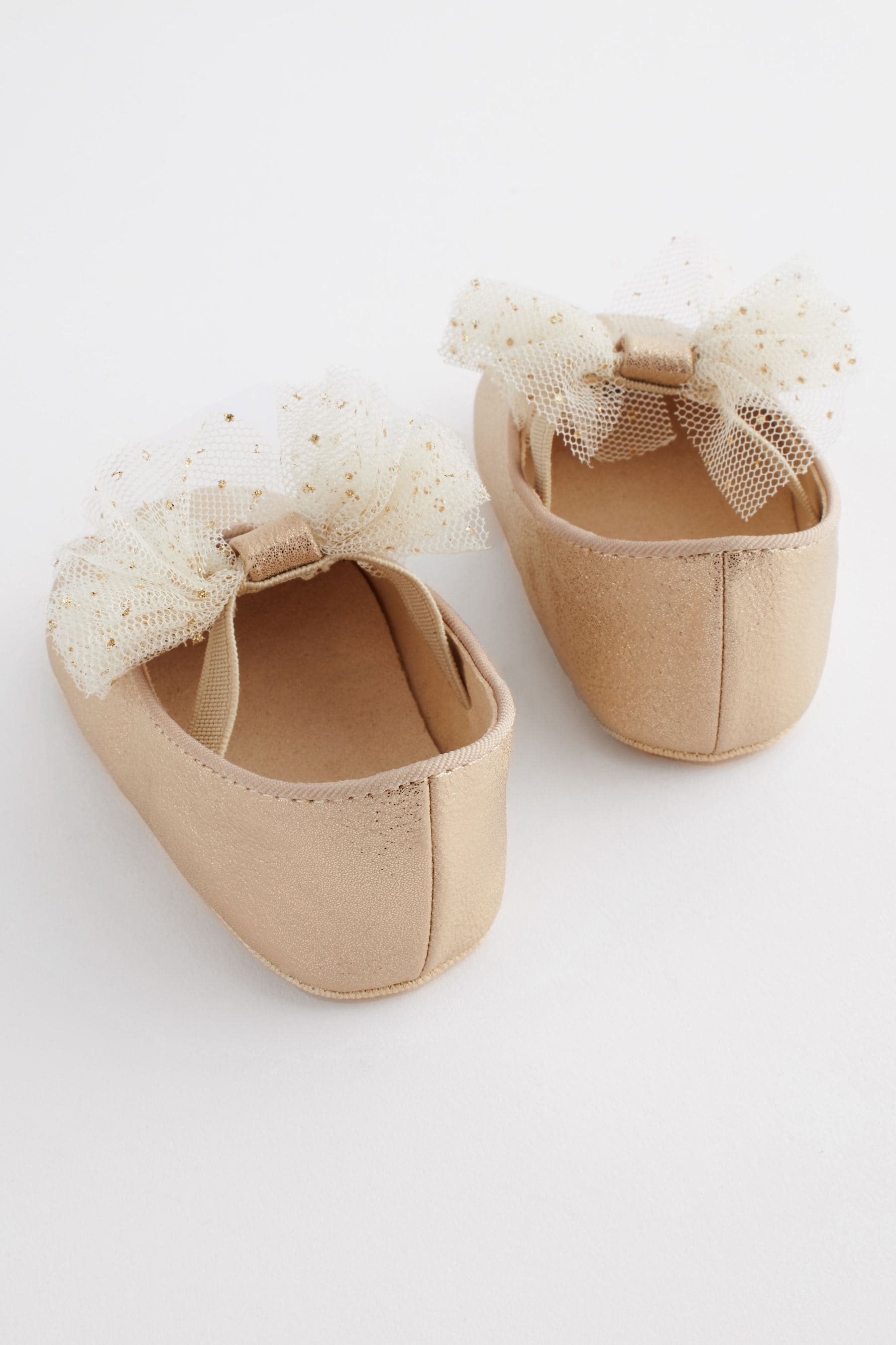 Gold Bow Ballet Occasion Baby Shoes (0-24mths)