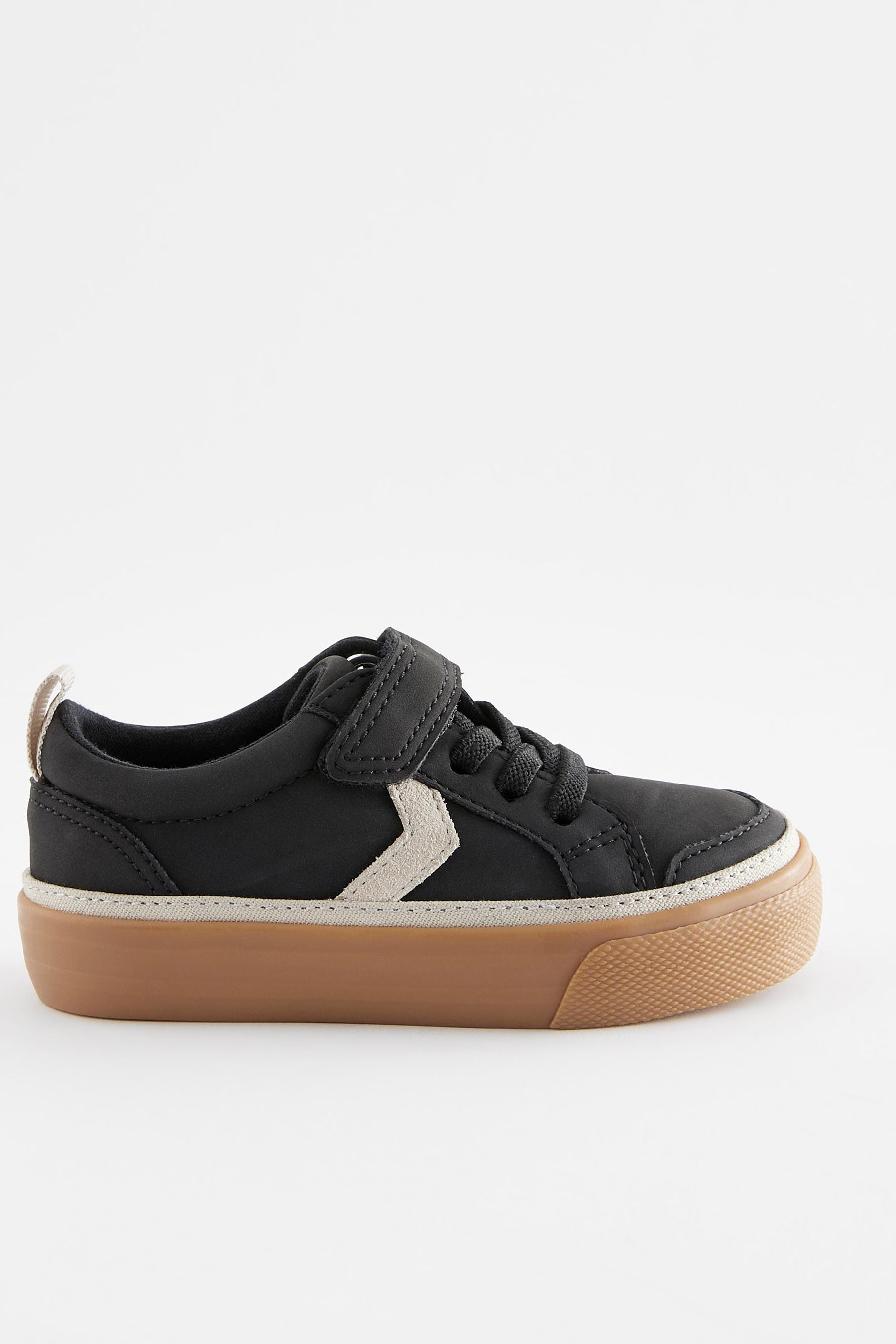 Black Standard Fit (F) Touch Fastening Chevron Trainers