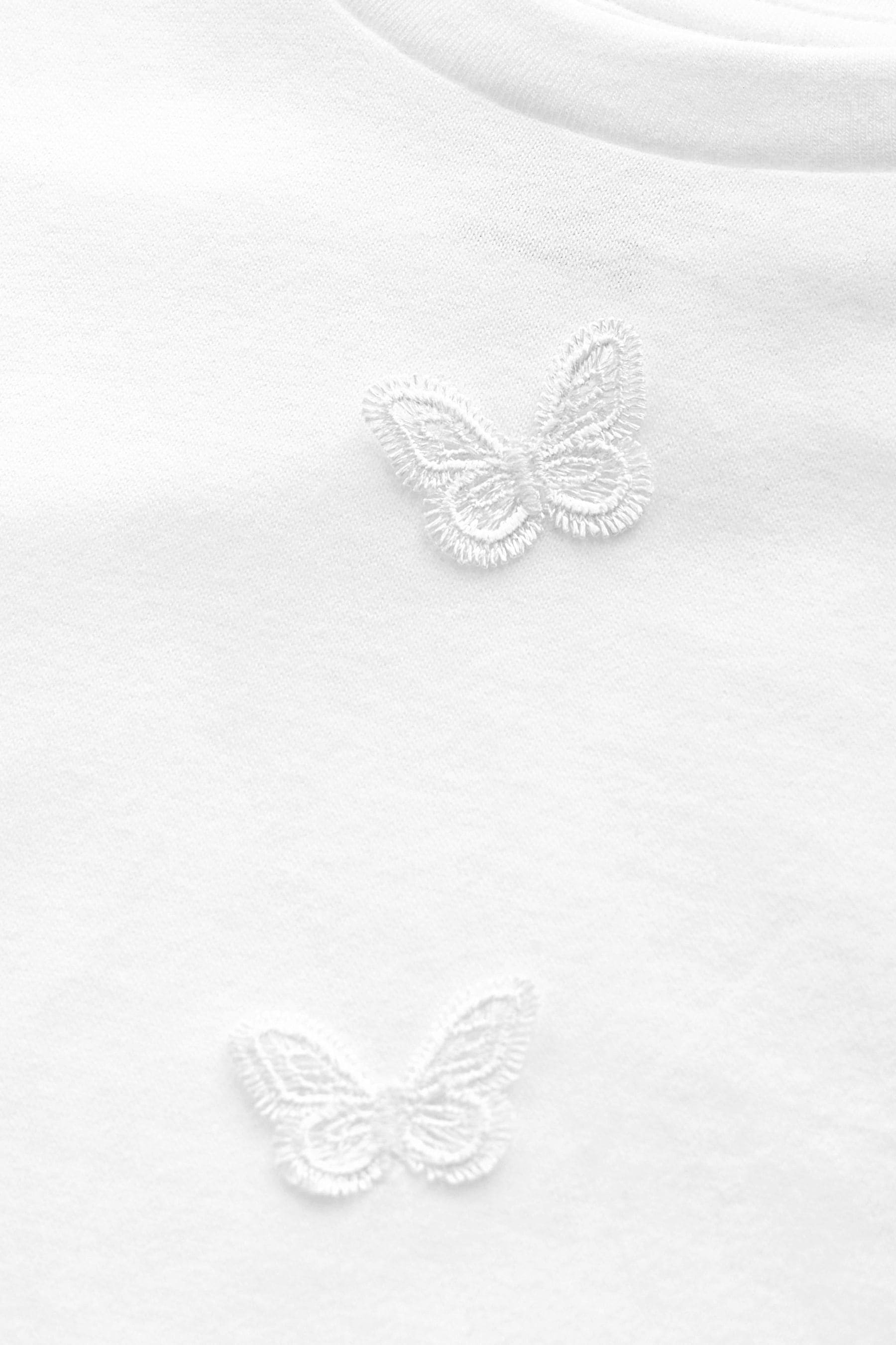 White 100% Cotton Crochet Butterfly T-Shirt (3-16yrs)