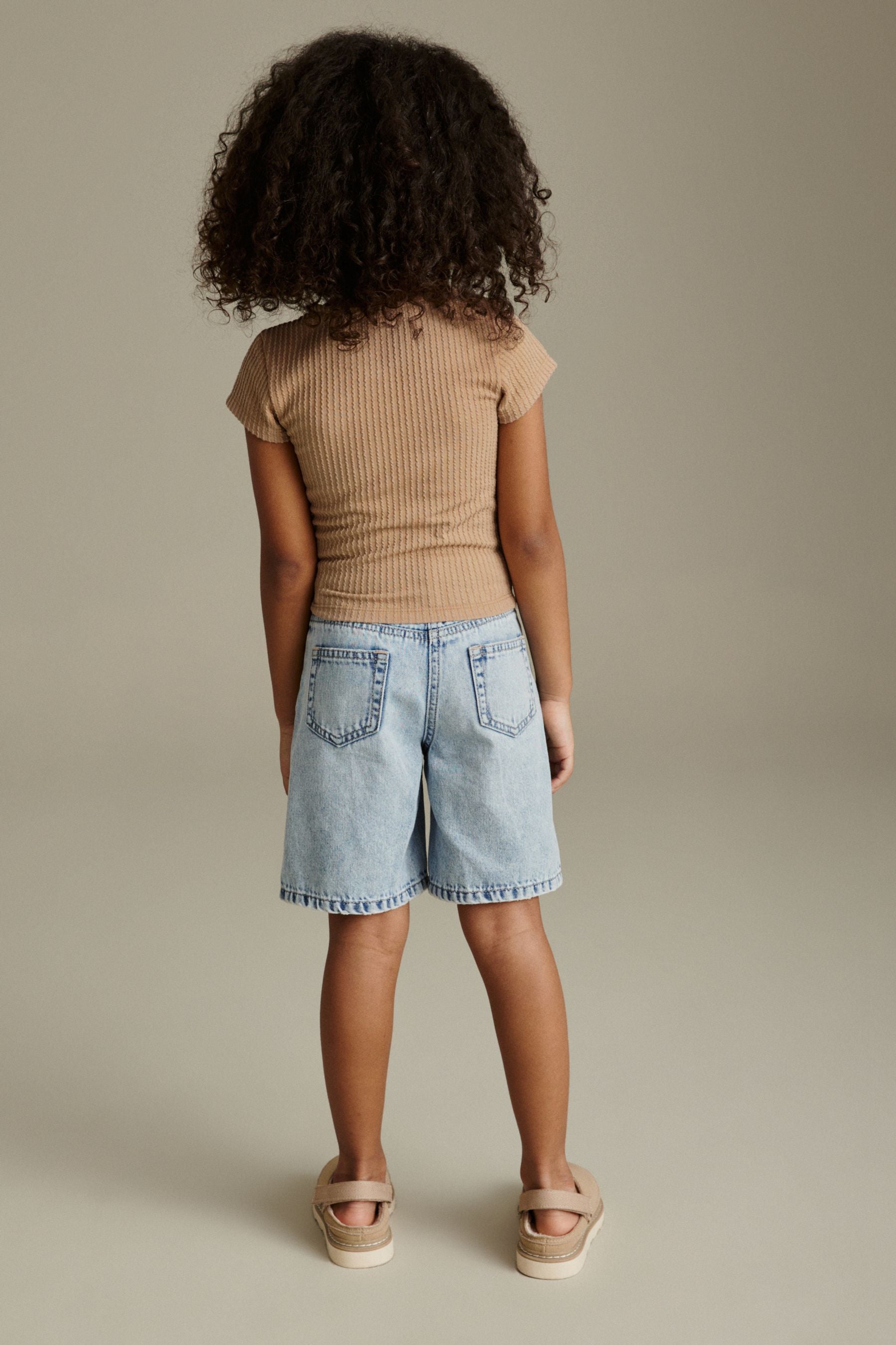 Neutral Textured Ruche Front T-Shirt (3-16yrs)