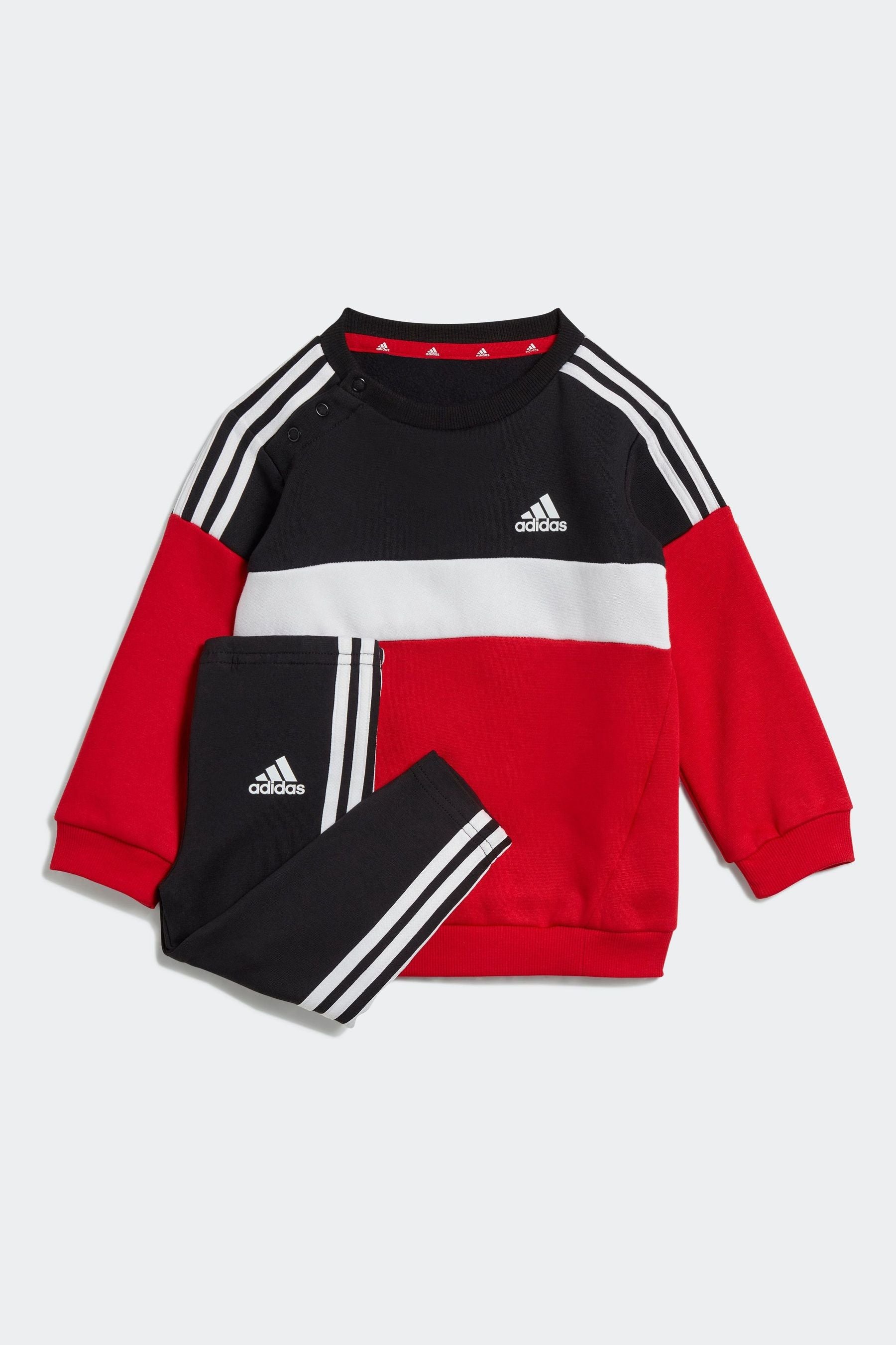 Black/Red adidas Kids Sportswear Tiberio 3-Stripes Colourblock Tracksuit Set