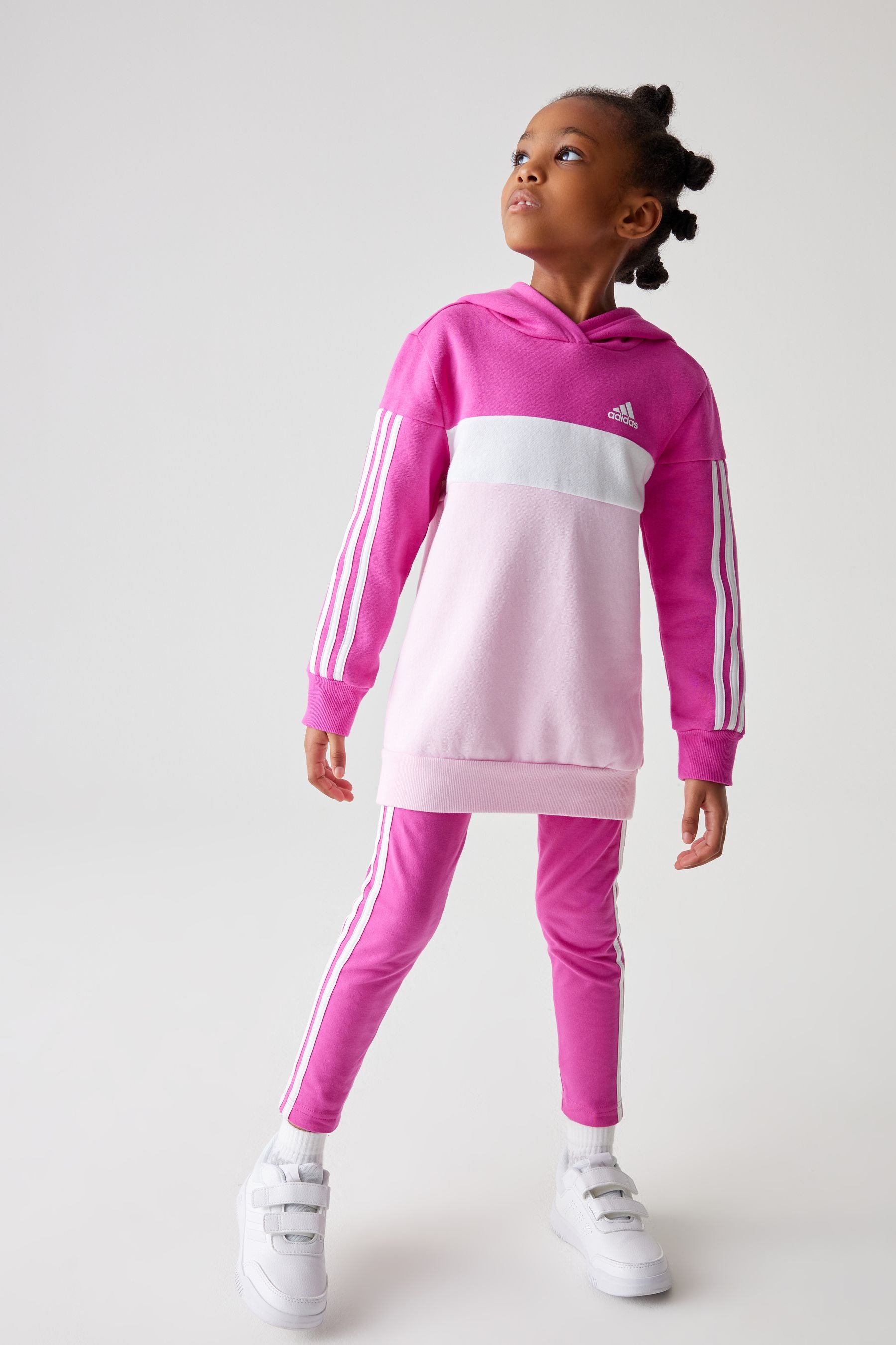 Pink adidas Kids Sportswear Tiberio 3-Stripes Colorblock Fleece Leggings Set