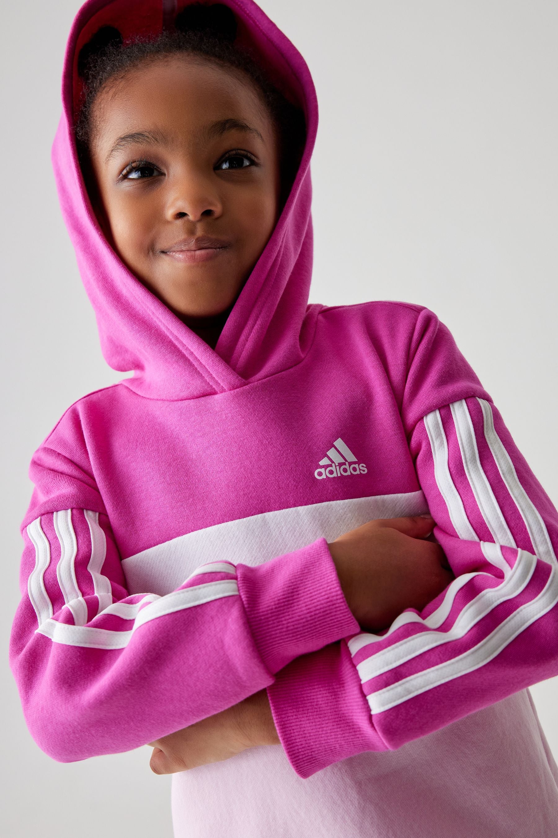 Pink adidas Kids Sportswear Tiberio 3-Stripes Colorblock Fleece Leggings Set