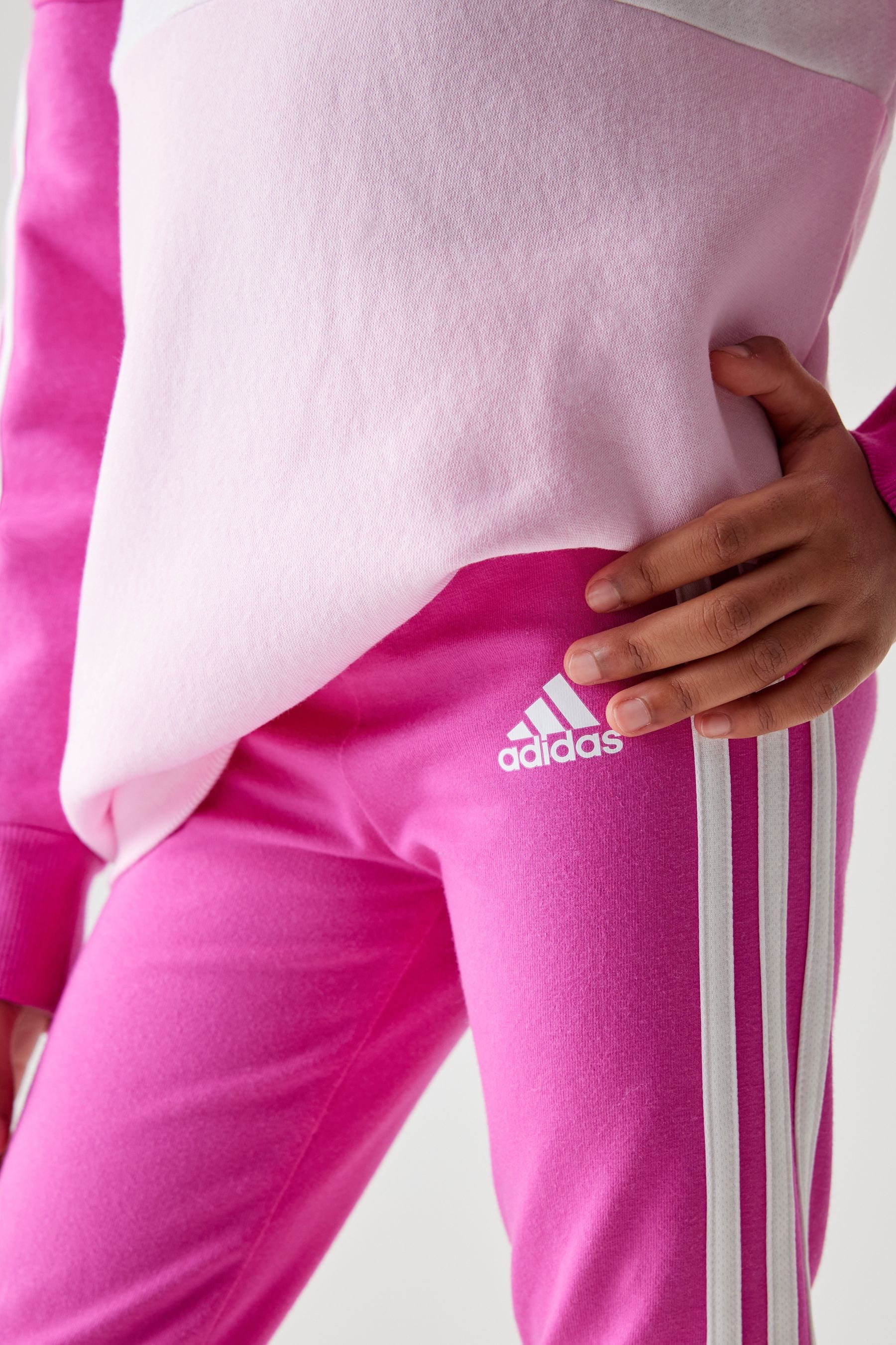 Pink adidas Kids Sportswear Tiberio 3-Stripes Colorblock Fleece Leggings Set