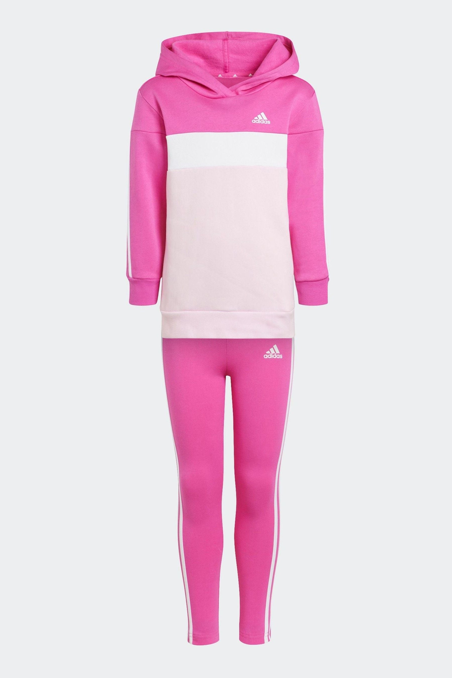 Pink adidas Kids Sportswear Tiberio 3-Stripes Colorblock Fleece Leggings Set