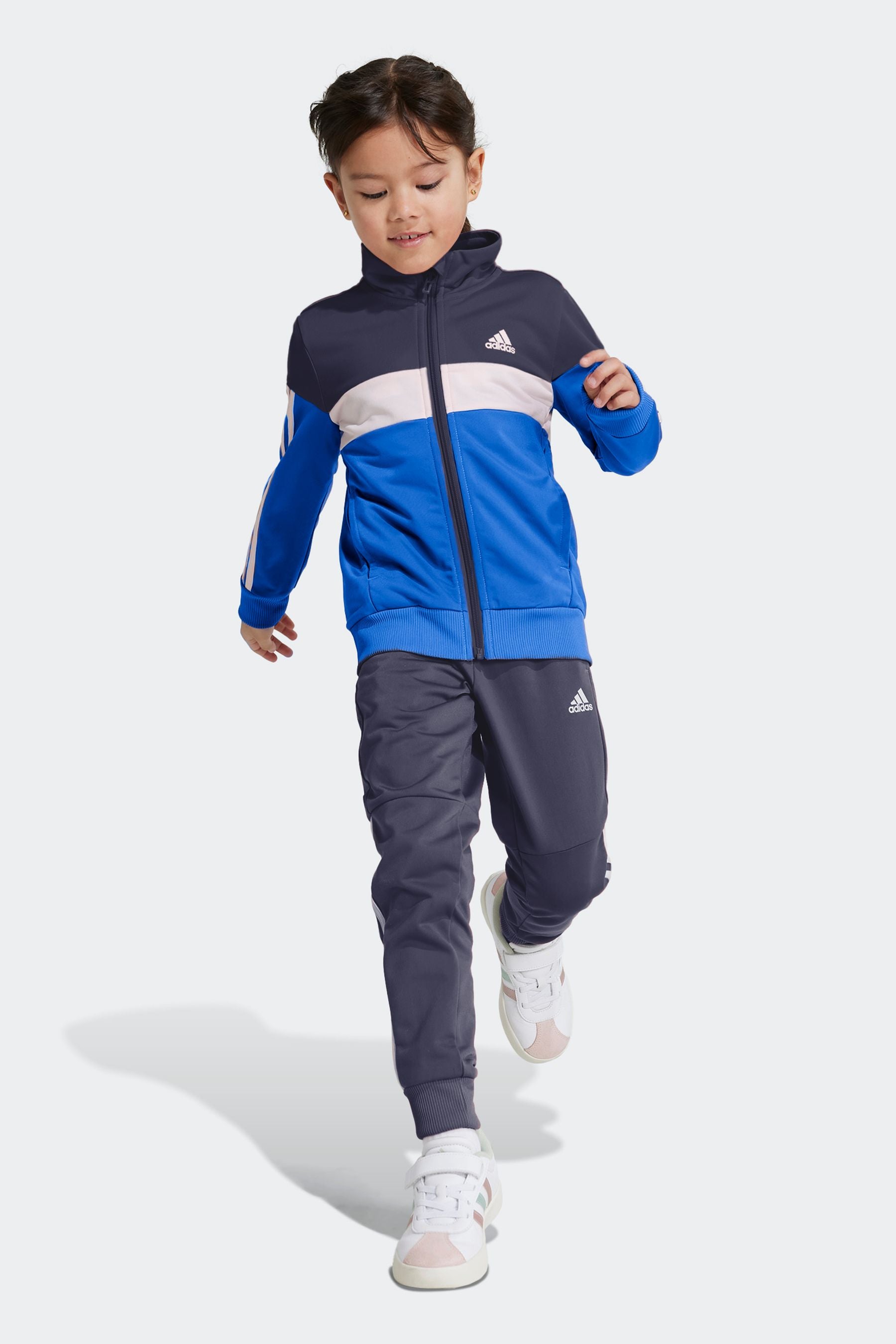 adidas Blue Kids Sportswear Tiberio 3-Stripes Colorblock Shiny Tracksuit