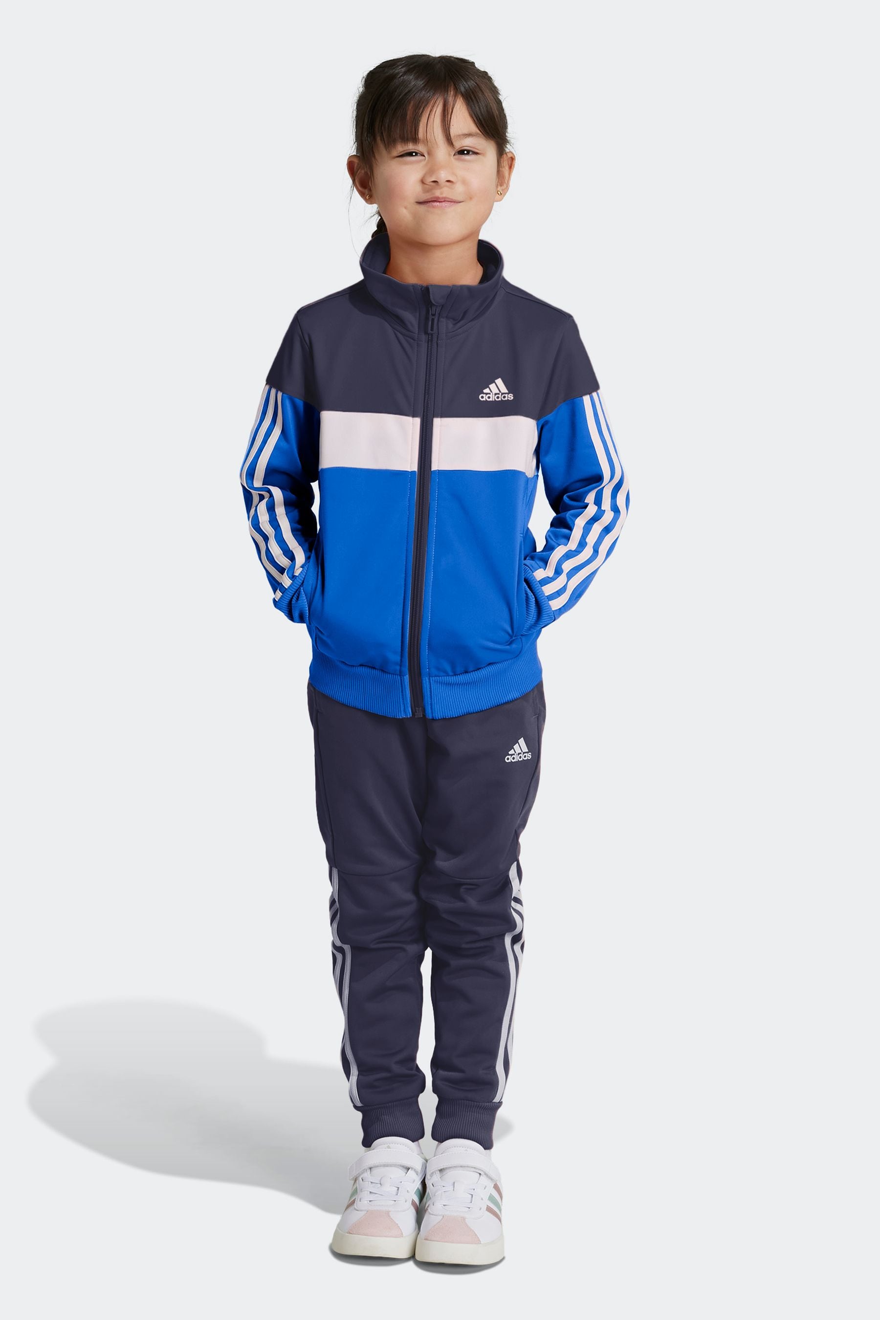 adidas Blue Kids Sportswear Tiberio 3-Stripes Colorblock Shiny Tracksuit