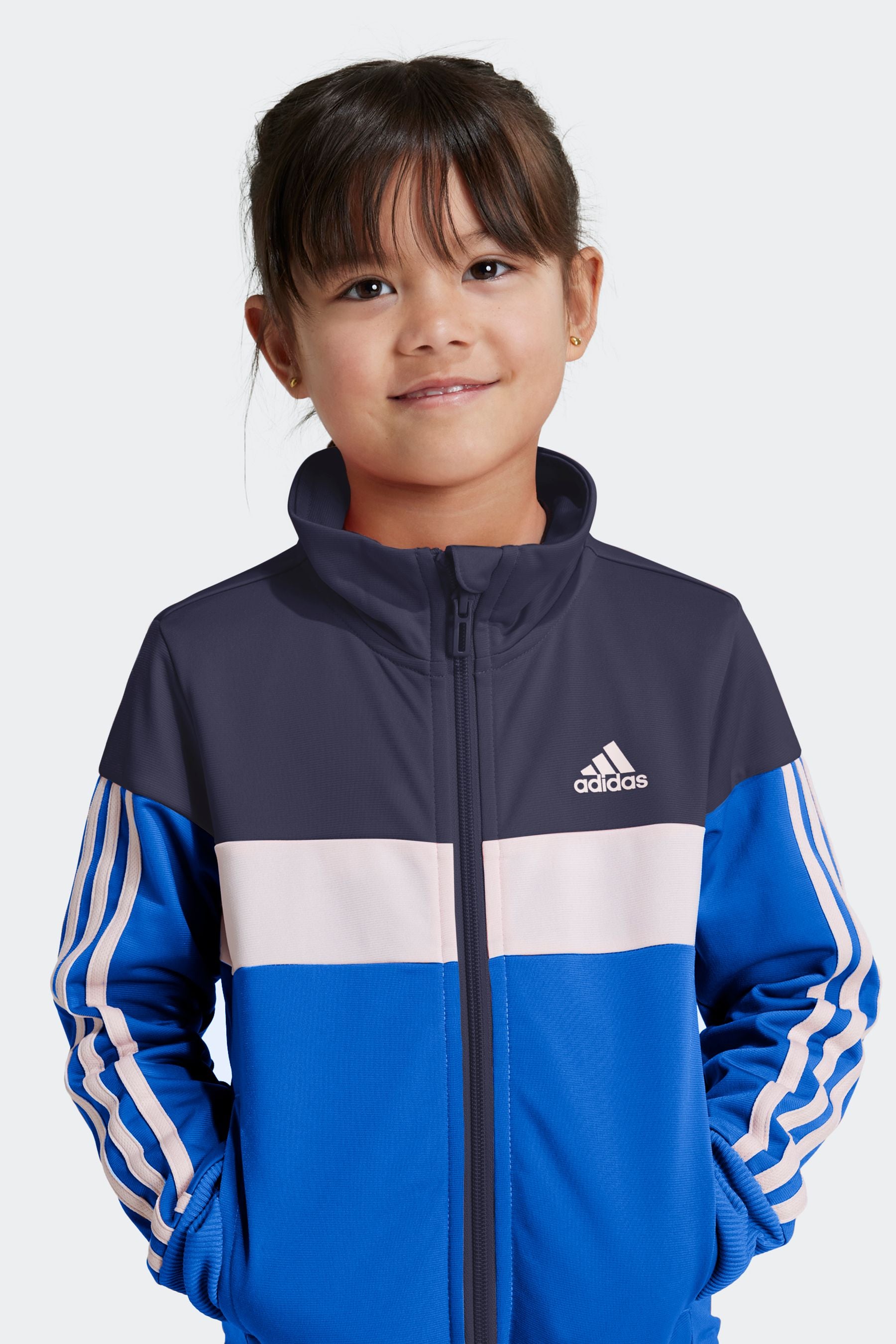 adidas Blue Kids Sportswear Tiberio 3-Stripes Colorblock Shiny Tracksuit