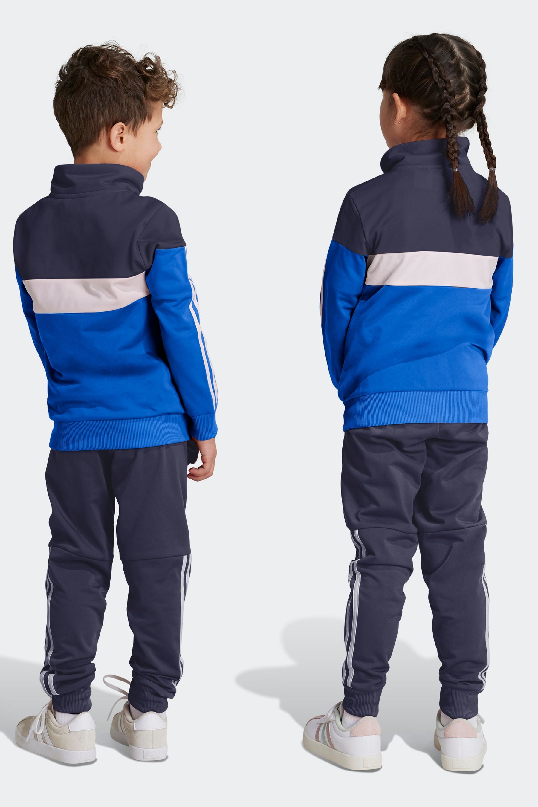 adidas Blue Kids Sportswear Tiberio 3-Stripes Colorblock Shiny Tracksuit