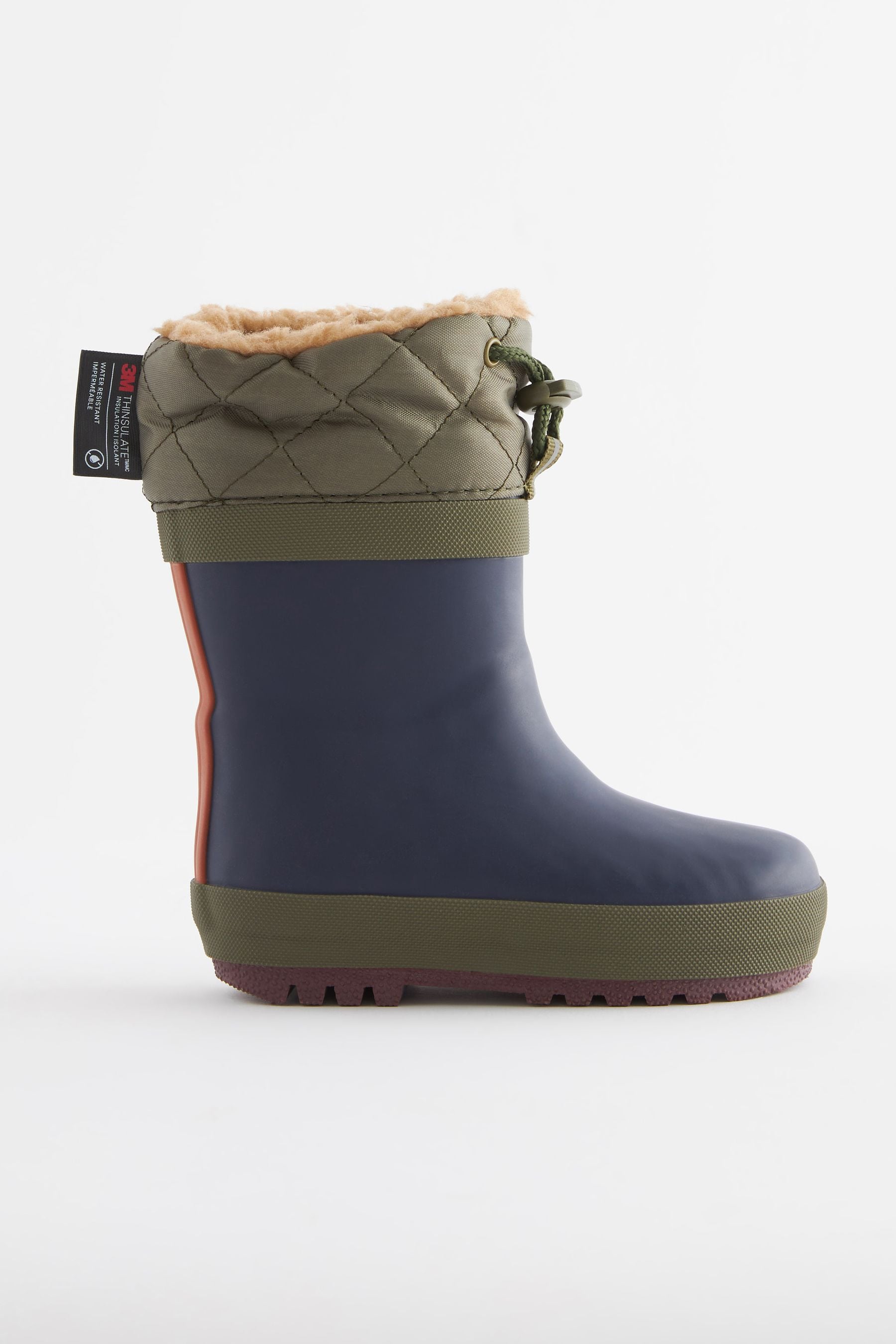 Navy Colourblock Cuff Wellies