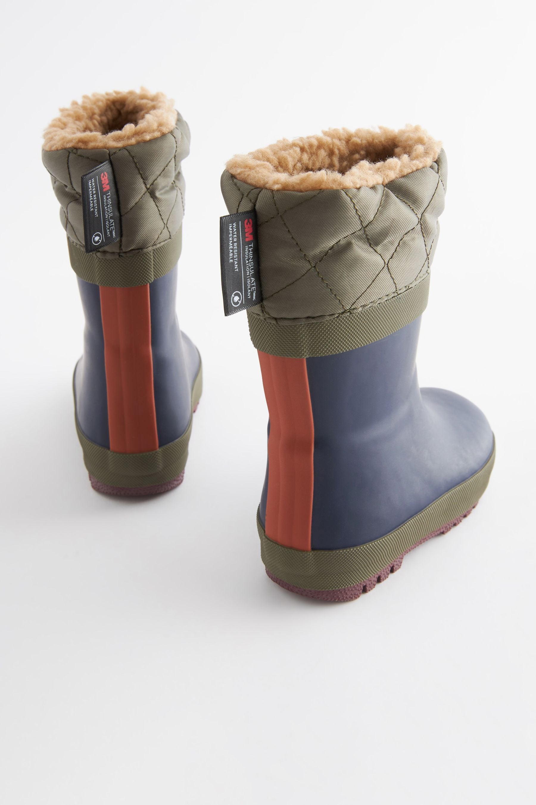 Navy Colourblock Cuff Wellies