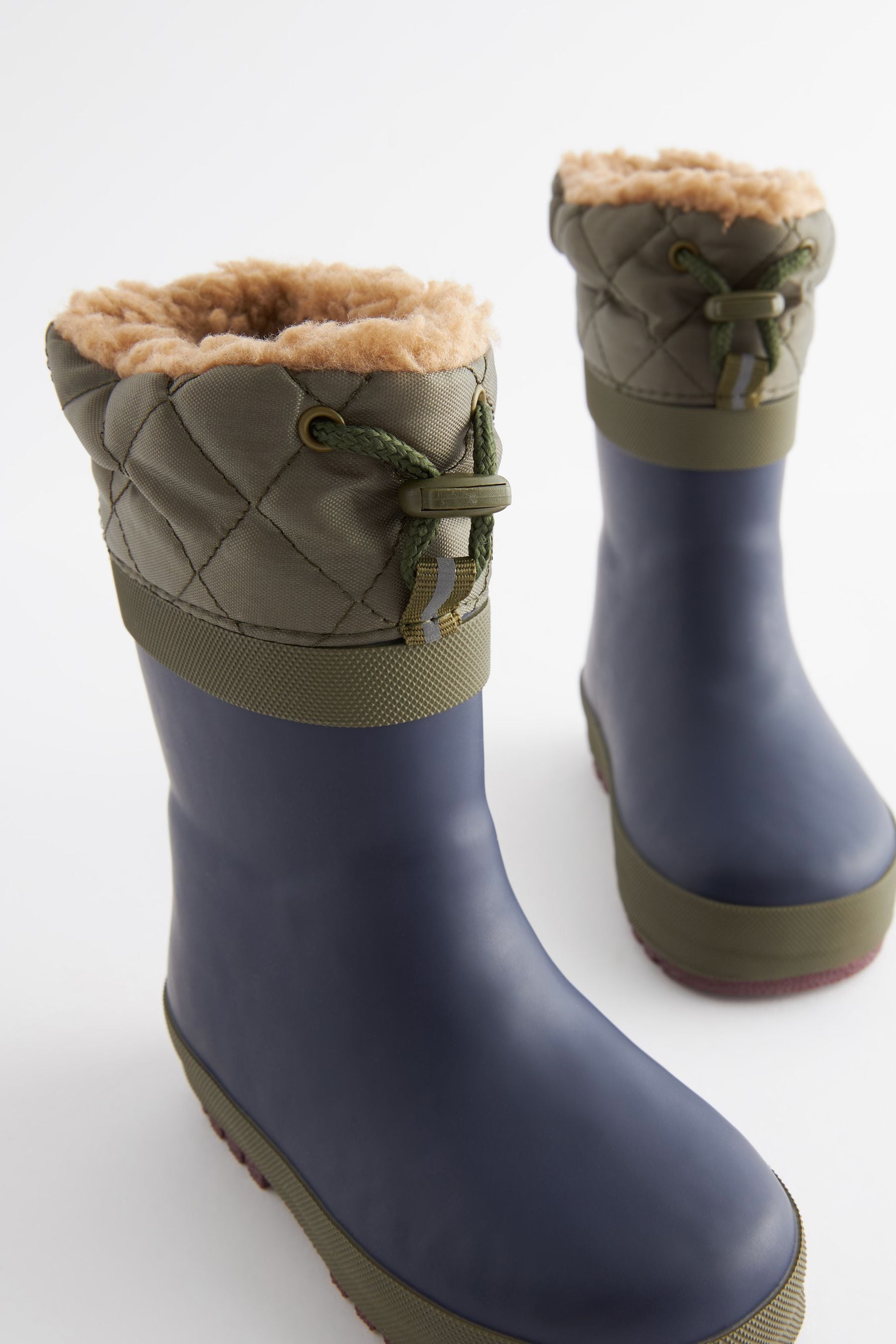 Navy Colourblock Cuff Wellies