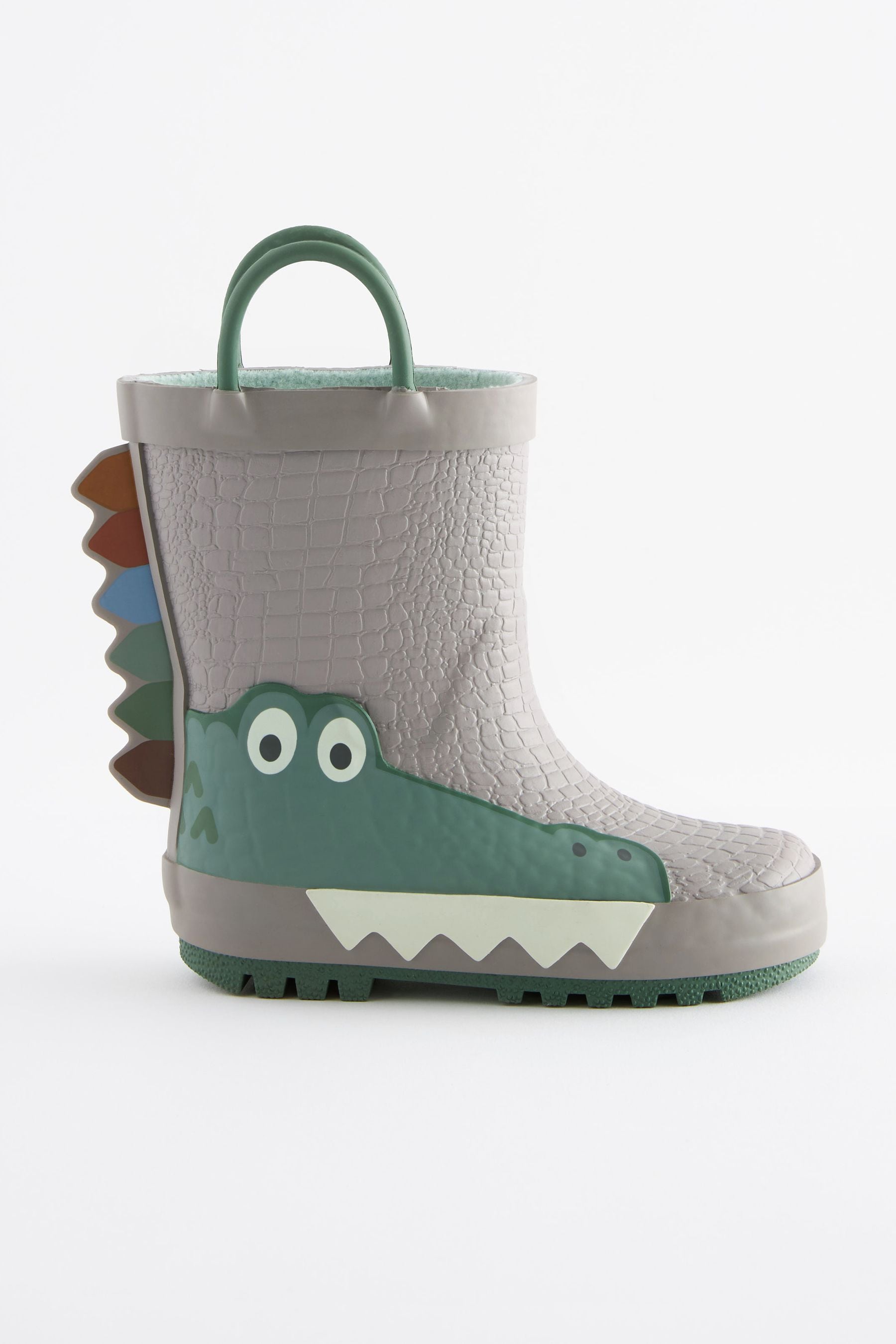 Neutral 3D Crocodile Handle Wellies