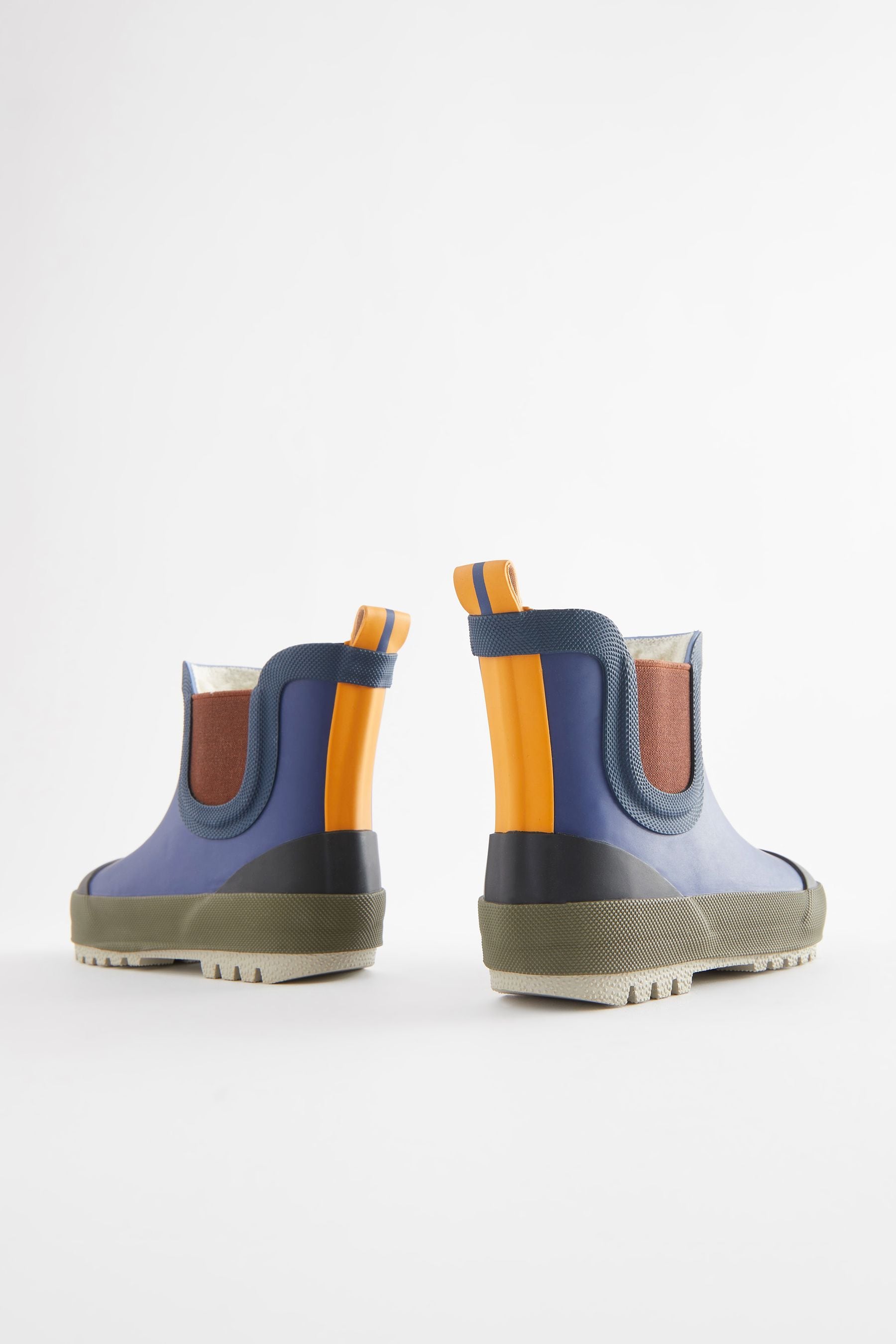 Navy Blue Colourblock Warm Lined Ankle Wellies