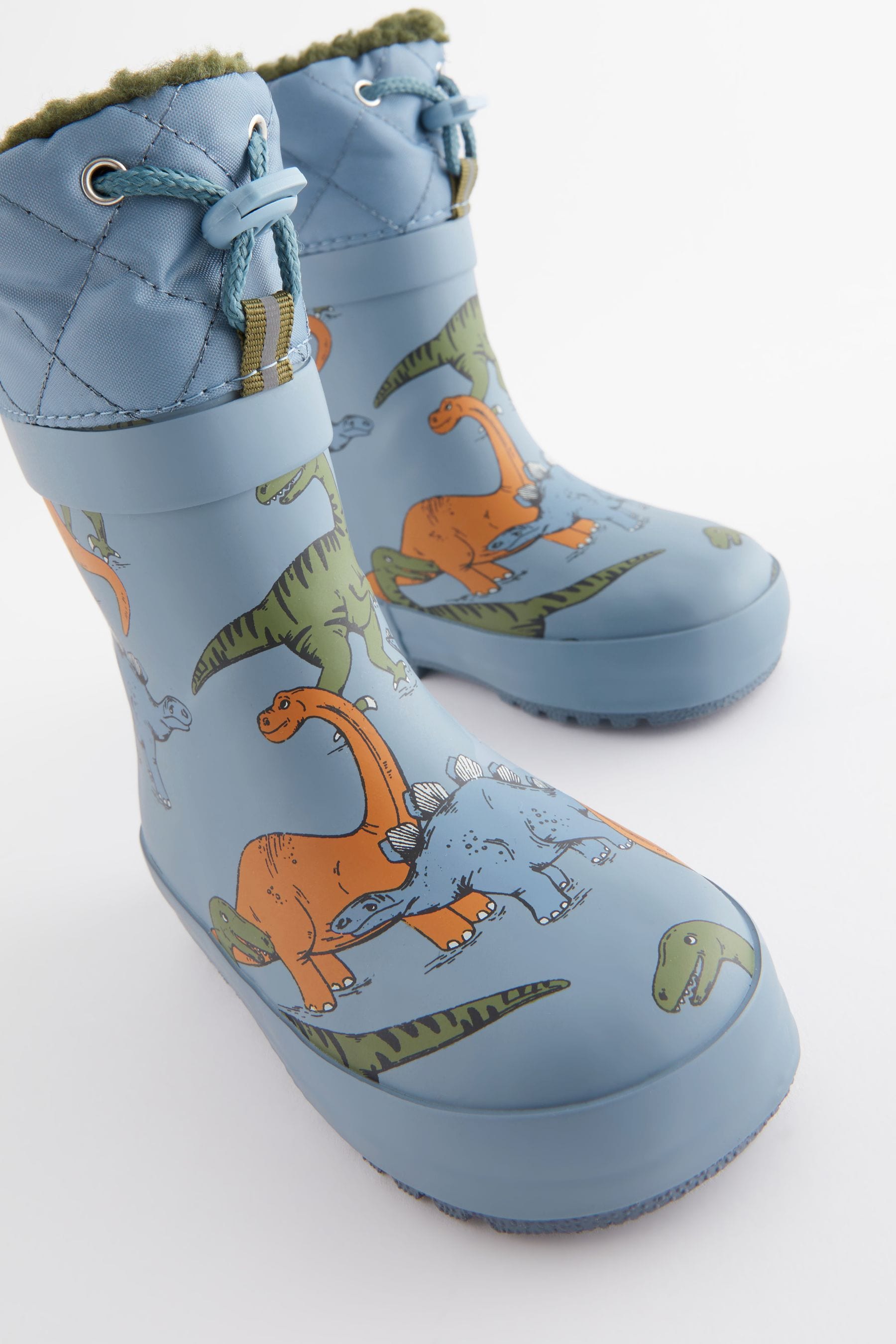 Blue Dinosaur Cuff Wellies