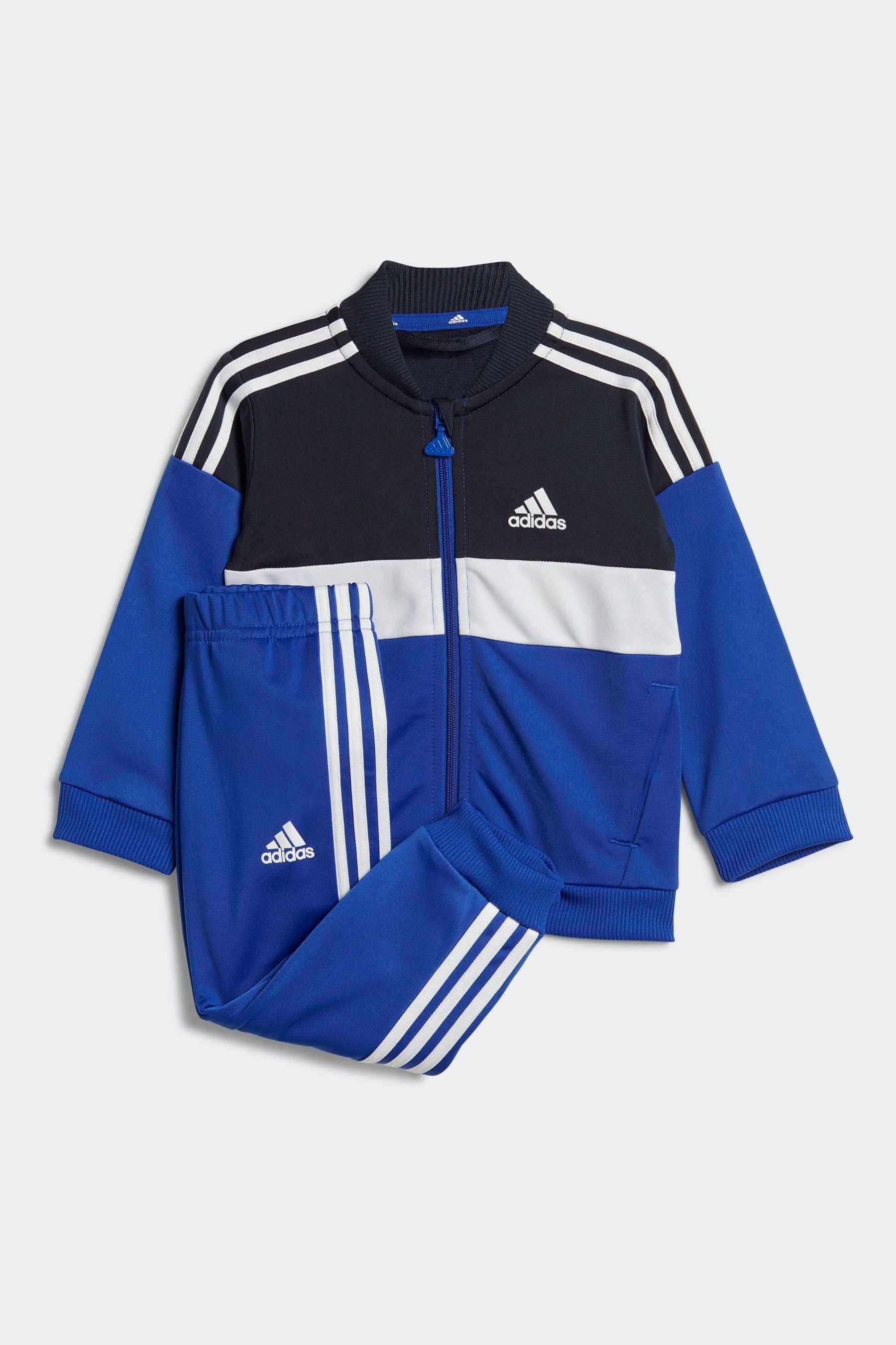 Blue adidas Sportswear Tiberio 3-Stripes Colourblock Shiny Tracksuit Kids