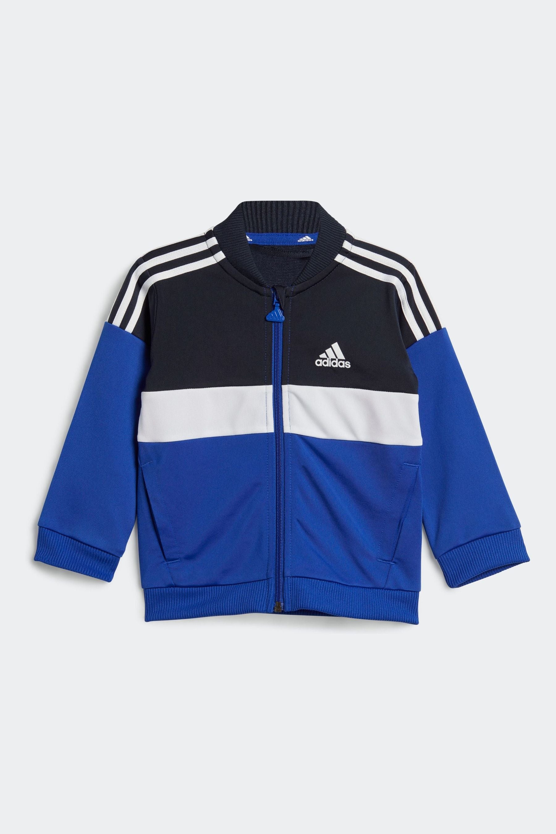 Blue adidas Sportswear Tiberio 3-Stripes Colourblock Shiny Tracksuit Kids