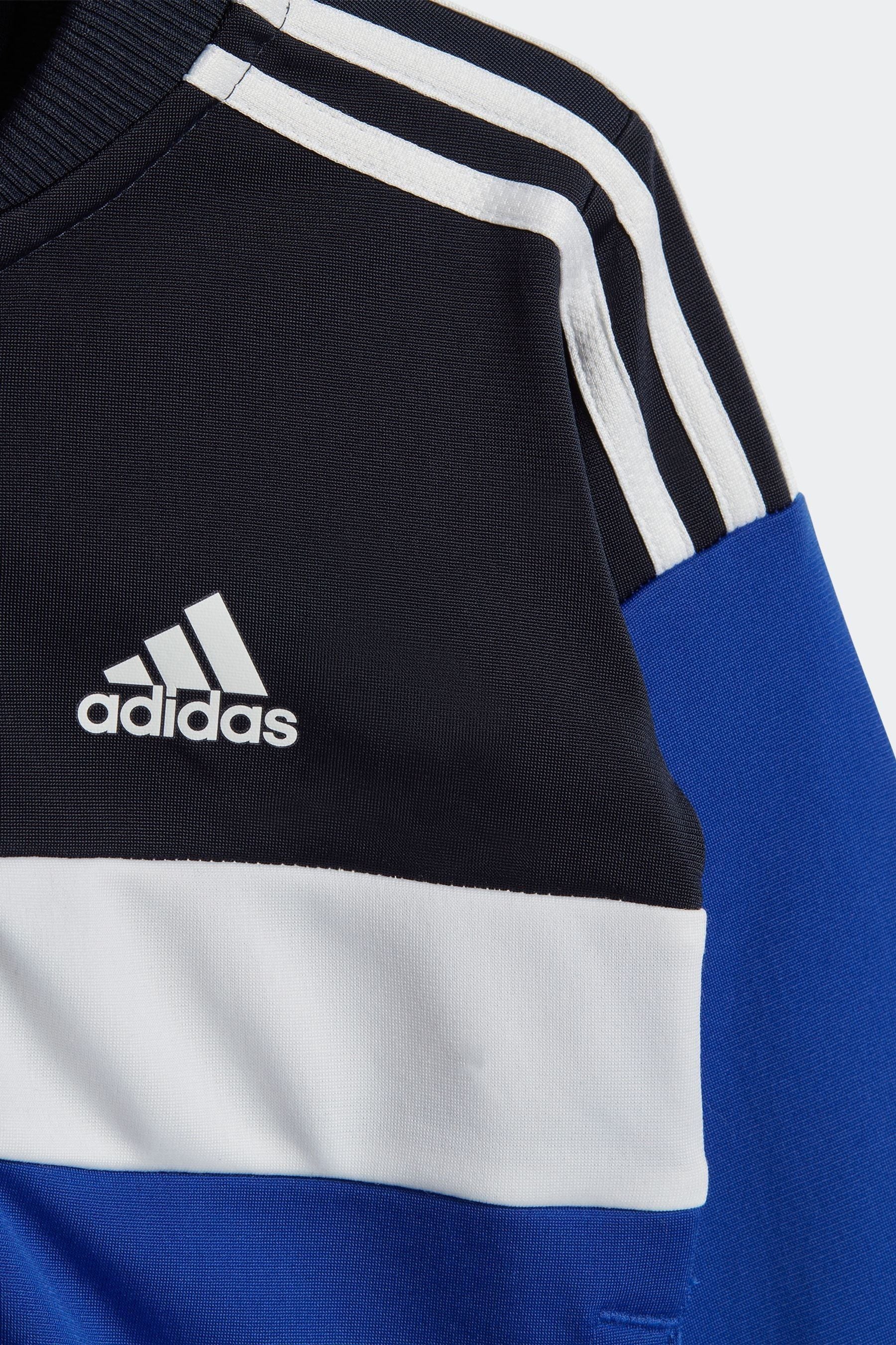 Blue adidas Sportswear Tiberio 3-Stripes Colourblock Shiny Tracksuit Kids