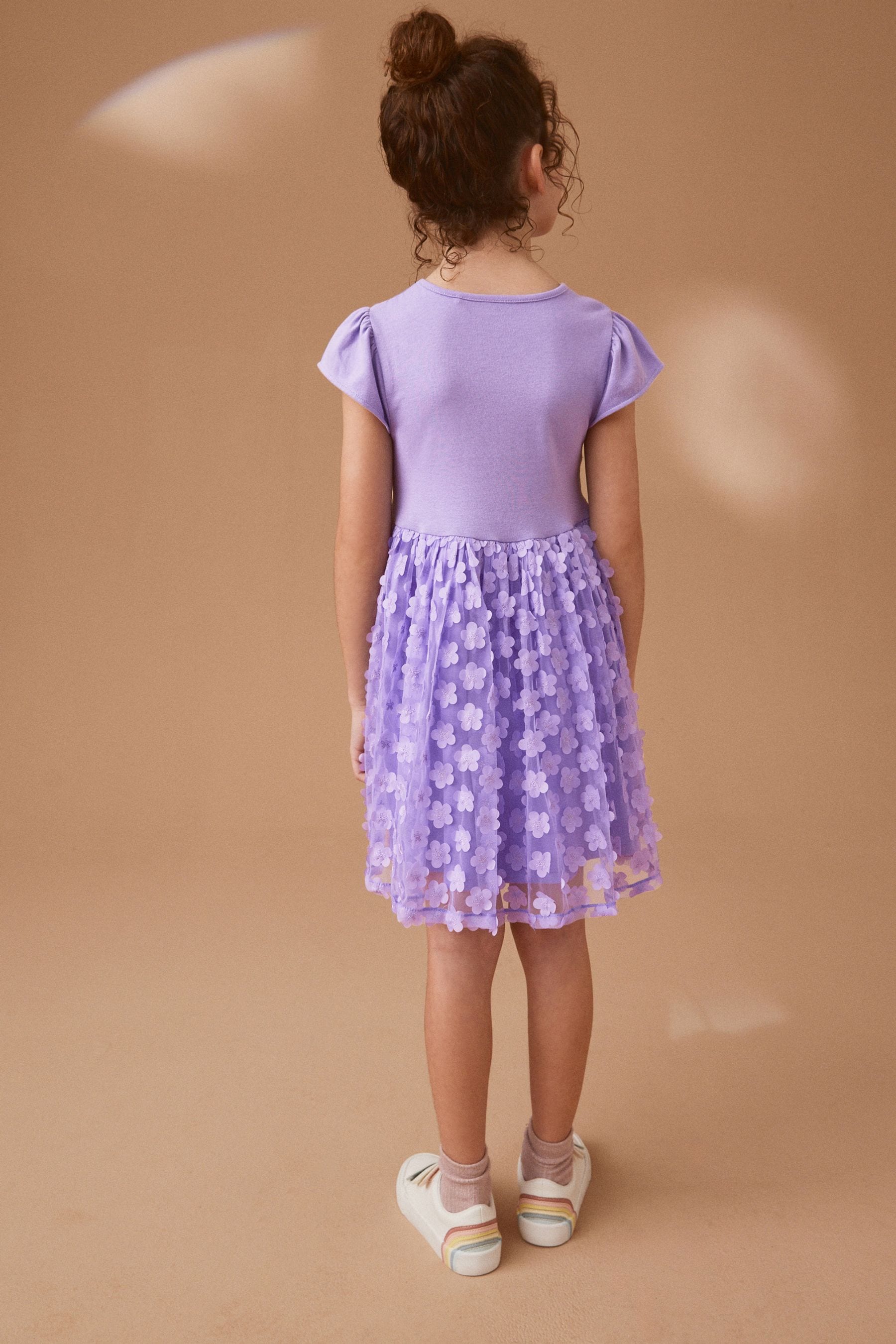 Lilac Purple 3D Floral Skirt Dress (3-12yrs)