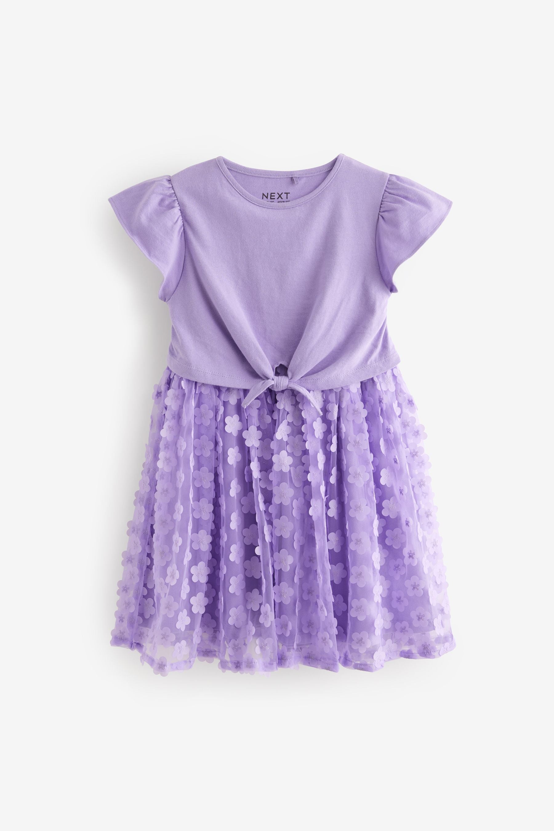 Lilac Purple 3D Floral Skirt Dress (3-12yrs)