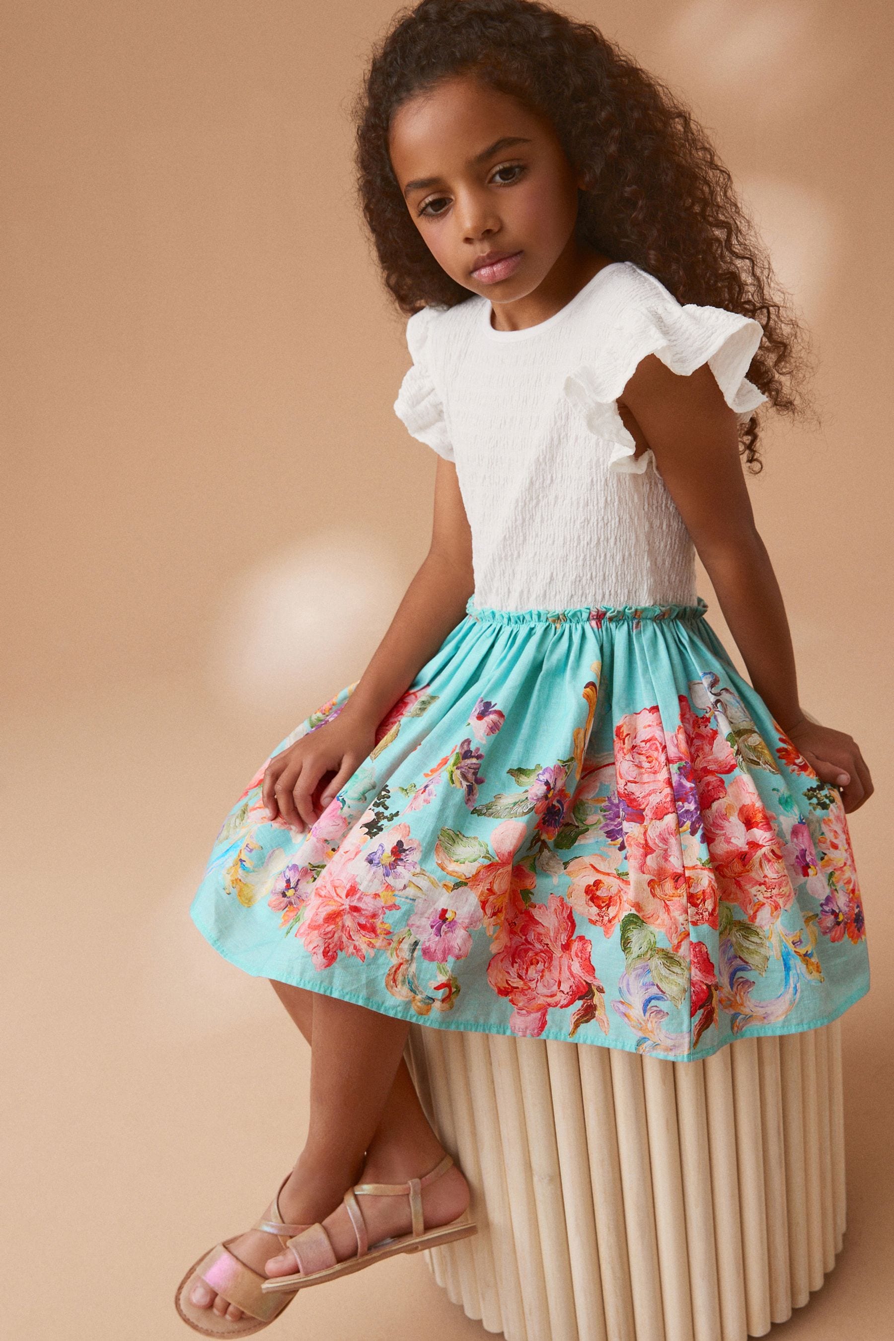 Blue Floral Skirt Dress (3-12yrs)