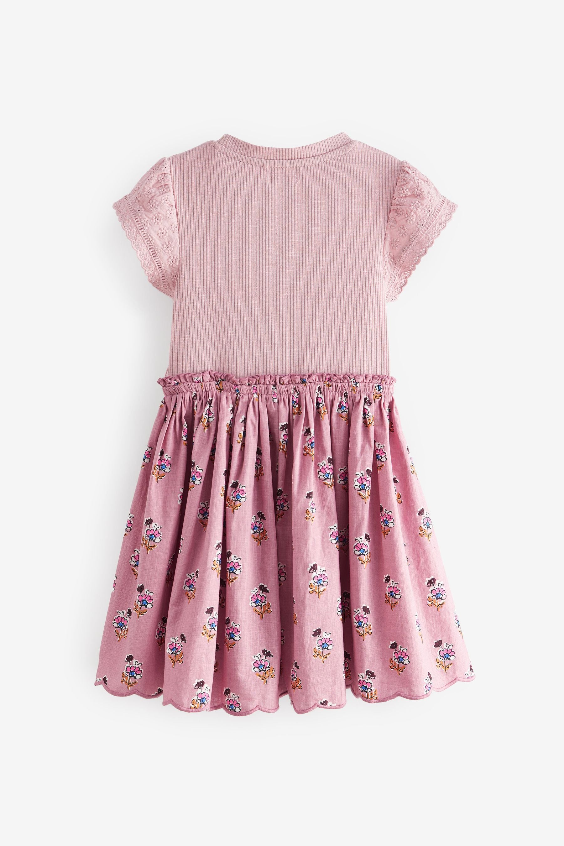 Pink Woodblock Floral 100% Cotton Skirt Dress (3-12yrs)