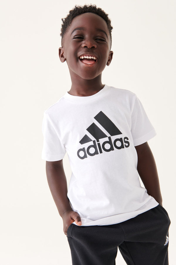 adidas White 100% Cotton Sportswear Essentials Logo T-Shirt