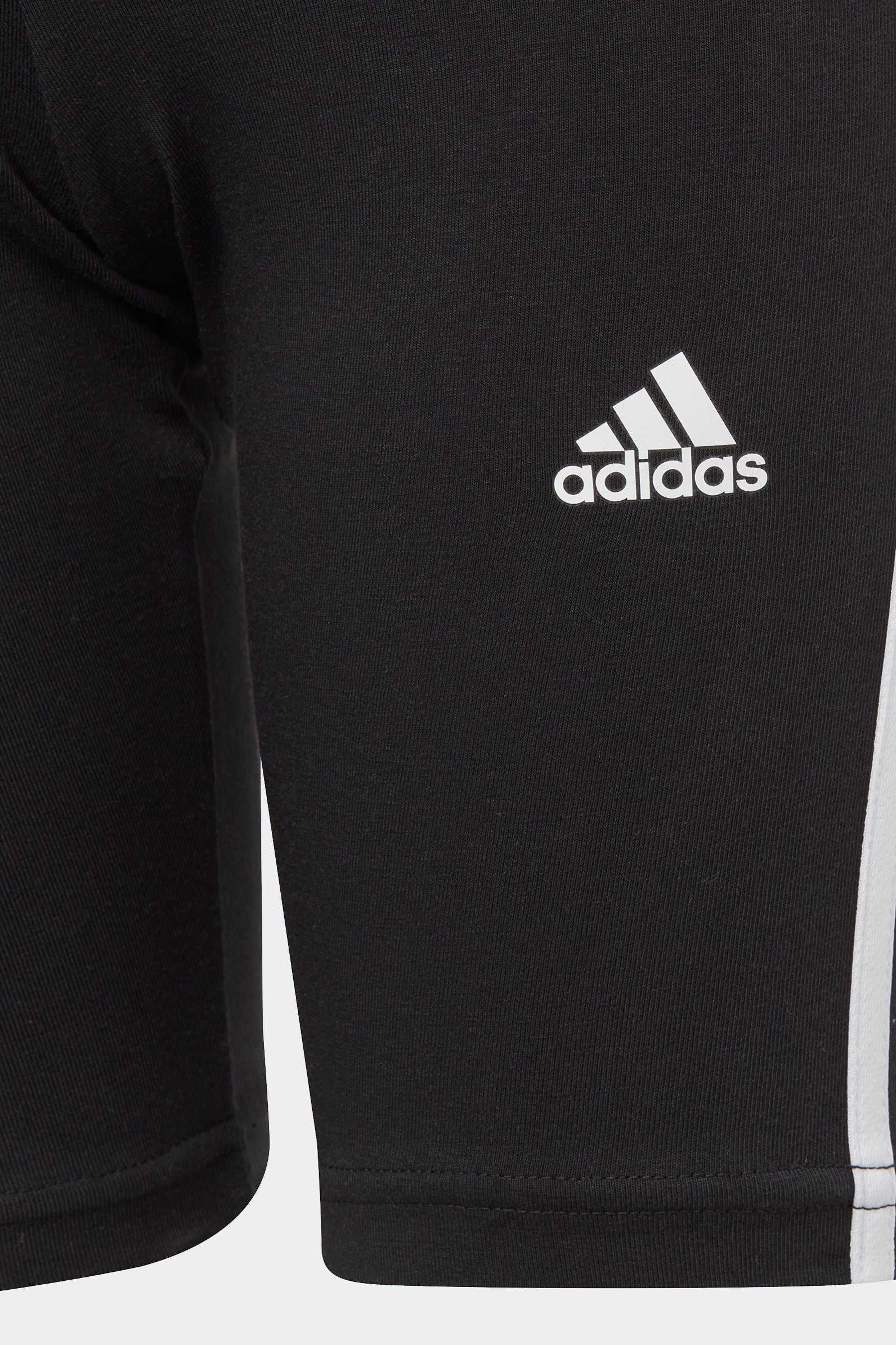 adidas Black Sportswear Essentials 3-Stripes Cotton Biker Shorts