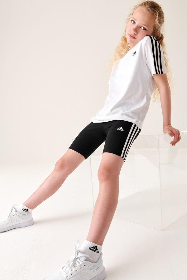 Black adidas Sportswear Essentials 3-Stripes Cotton Biker Shorts