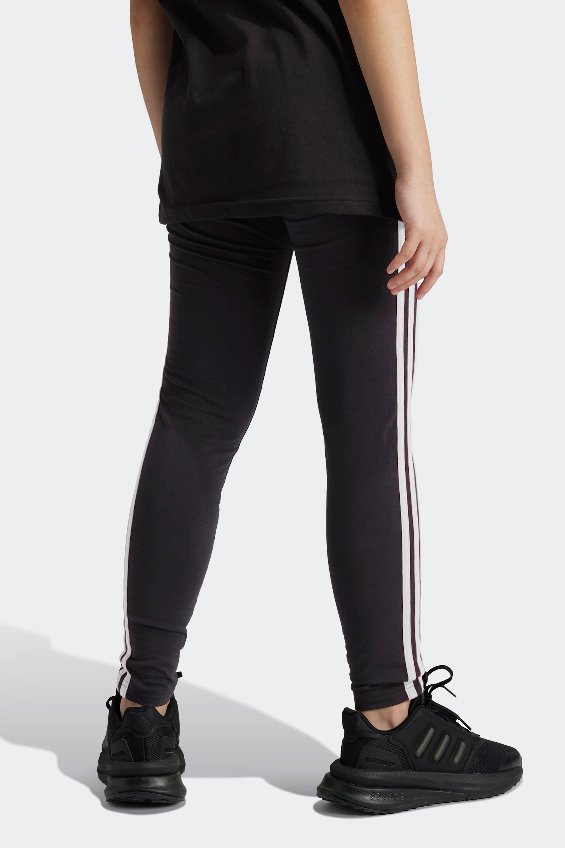 adidas Dark Black Sportswear Essentials 3-Stripes Cotton Leggings