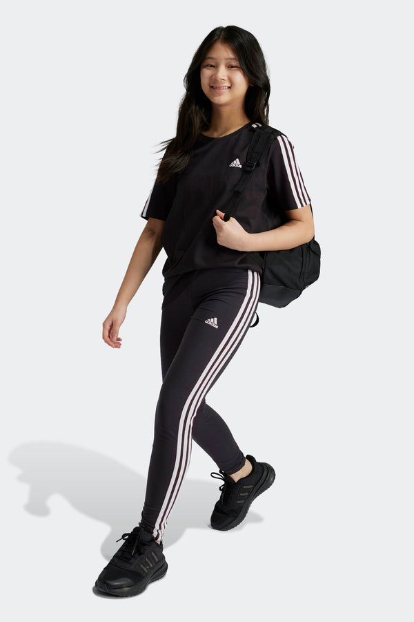 adidas Dark Black Sportswear Essentials 3-Stripes Cotton Leggings