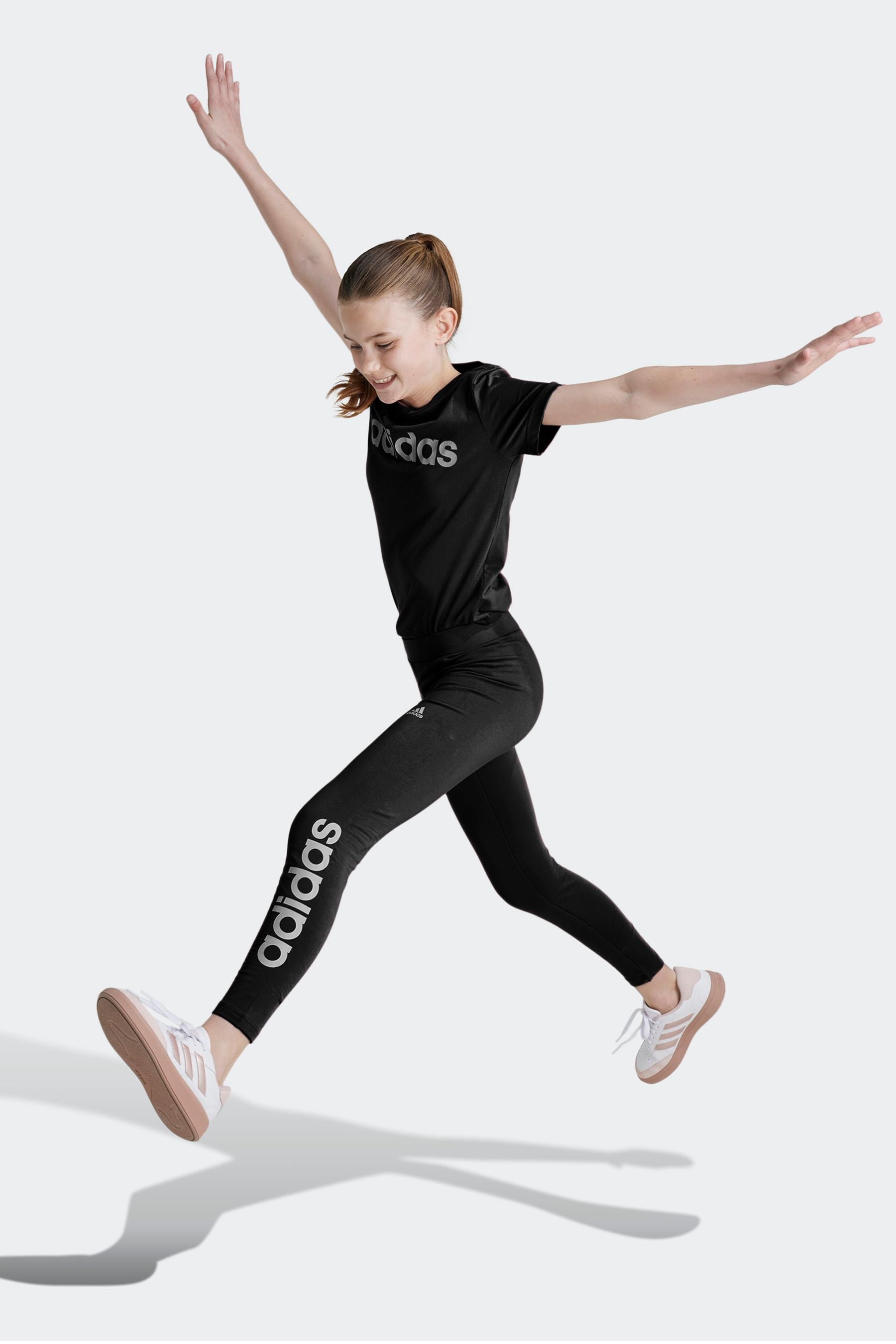 adidas Black Sportswear Essentials Linear Logo Cotton Leggings