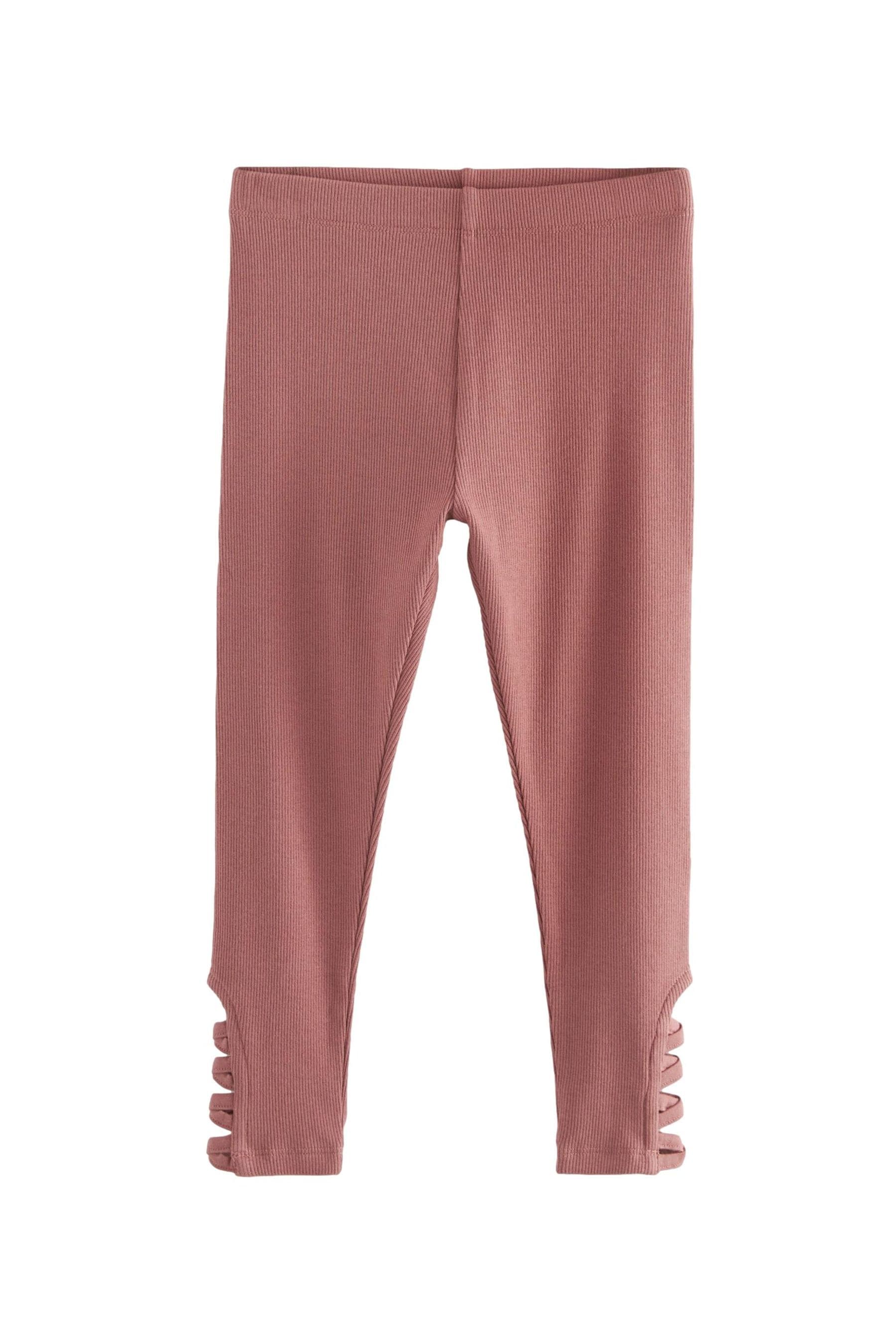 Dusky Pink Ballet Hem Rib Leggings (3-16yrs)